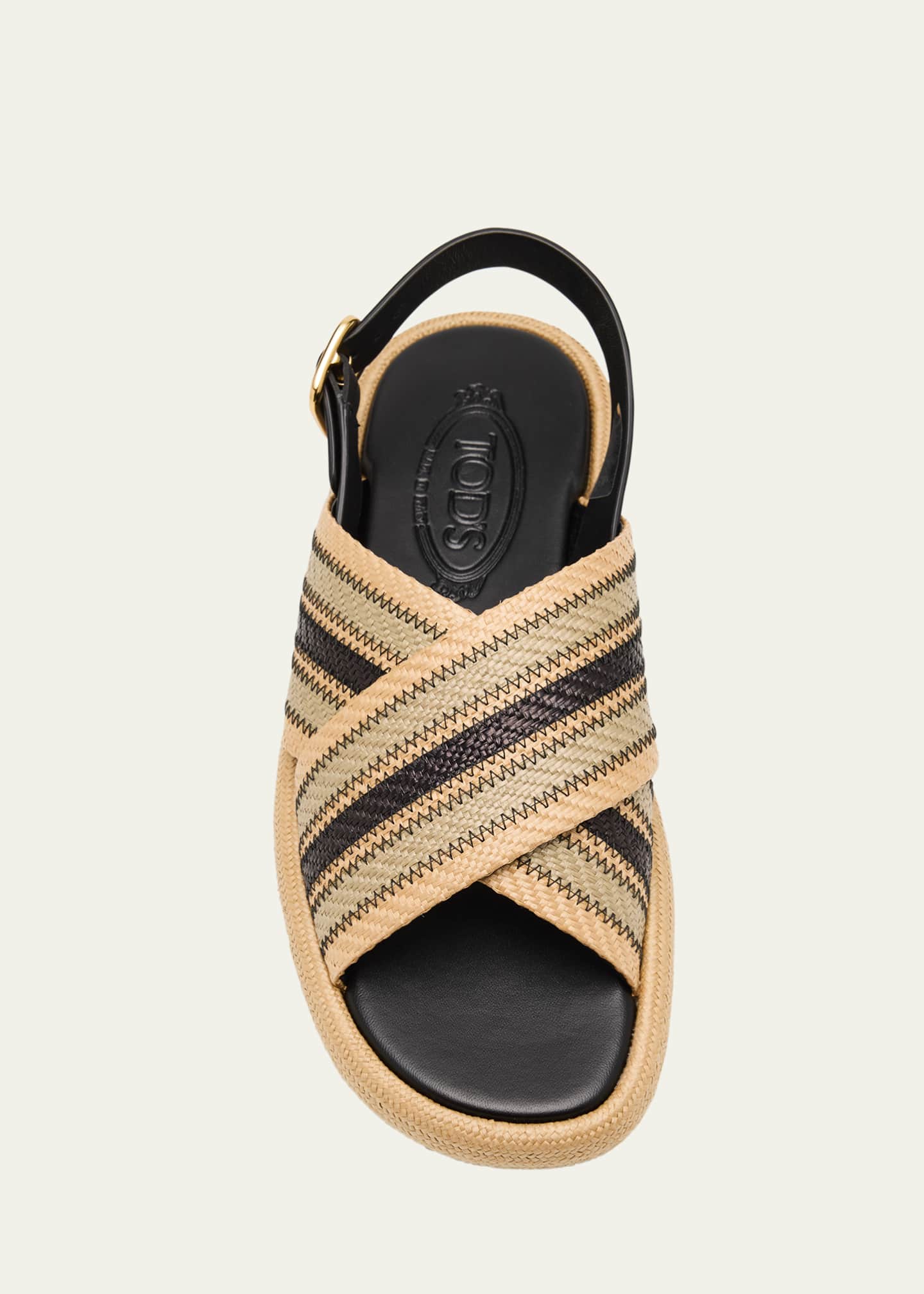 Tod's Palmera Striped Cross-Band Slide Sandals Image 4 of 4