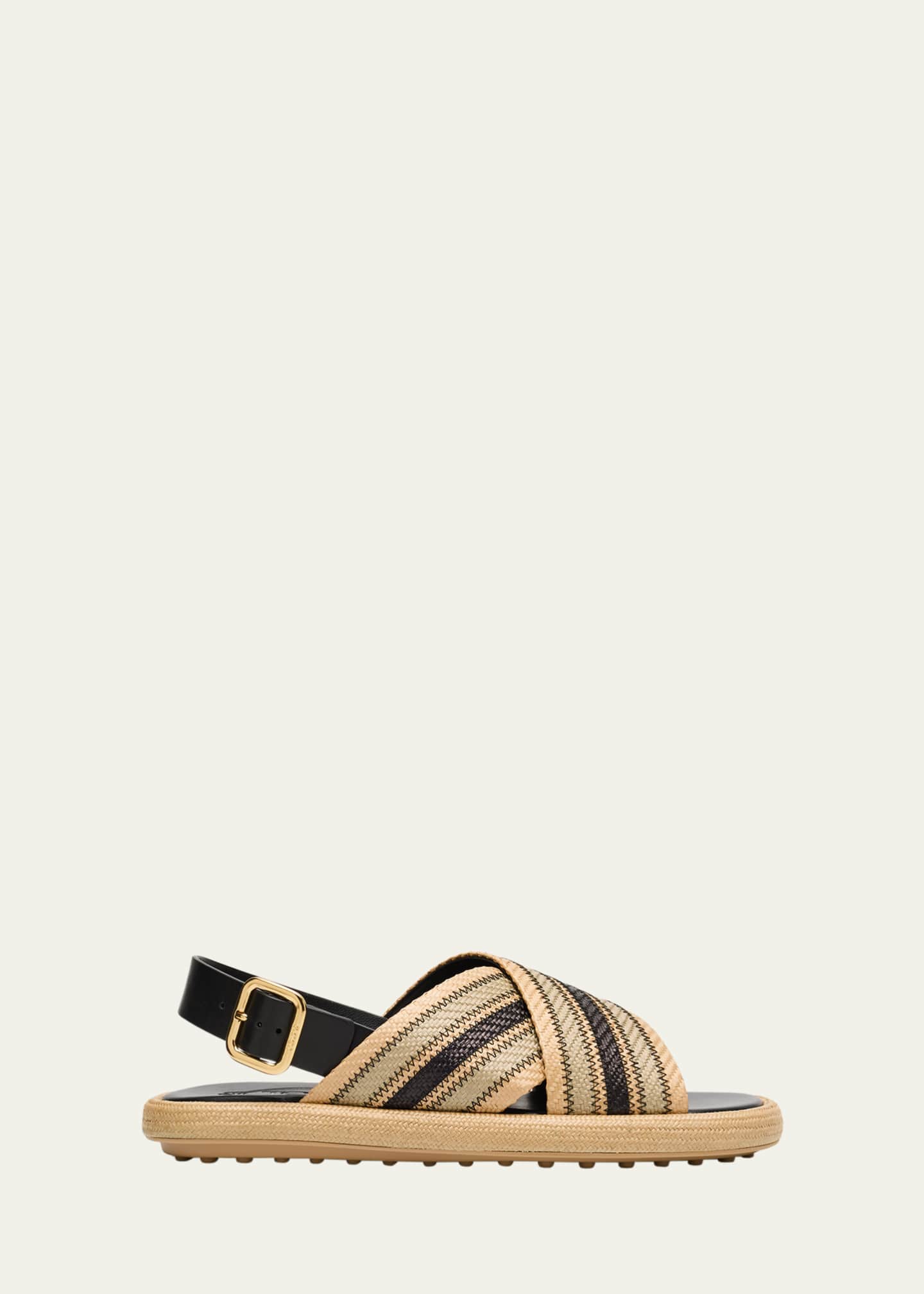 Tod's Palmera Striped Cross-Band Slide Sandals Image 1 of 4