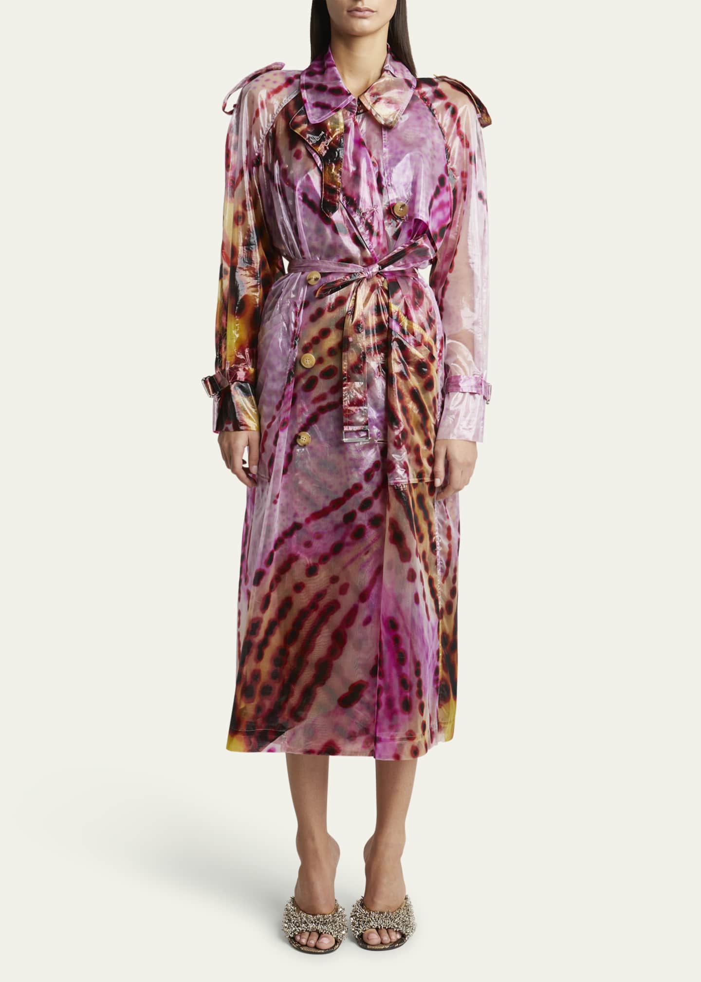 Dries Van Noten Risto Tie-Dye Sheer Trench Coat - Bergdorf