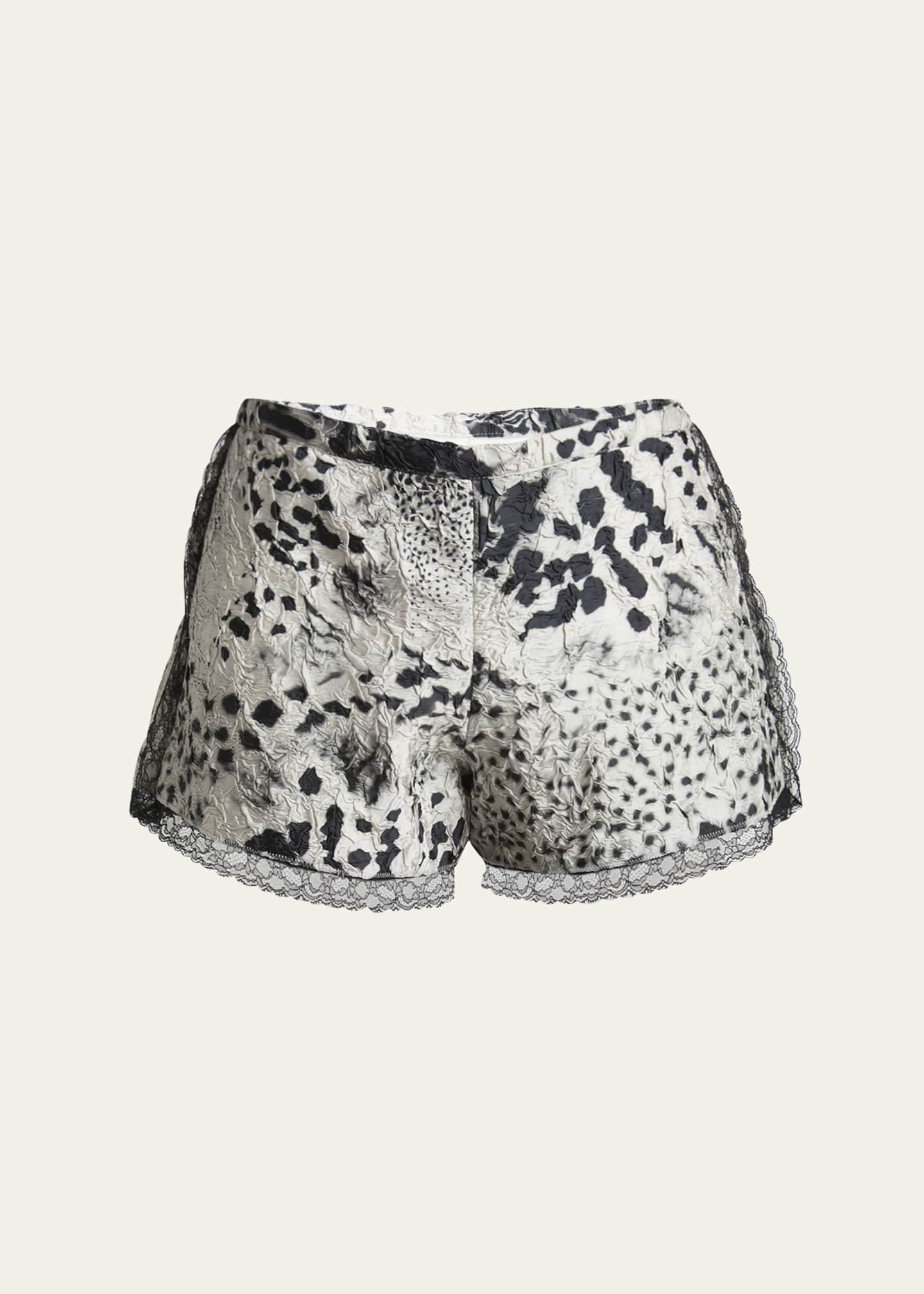 Dries Van Noten Pinky Lace-Trim Crinkle Shorts - Bergdorf