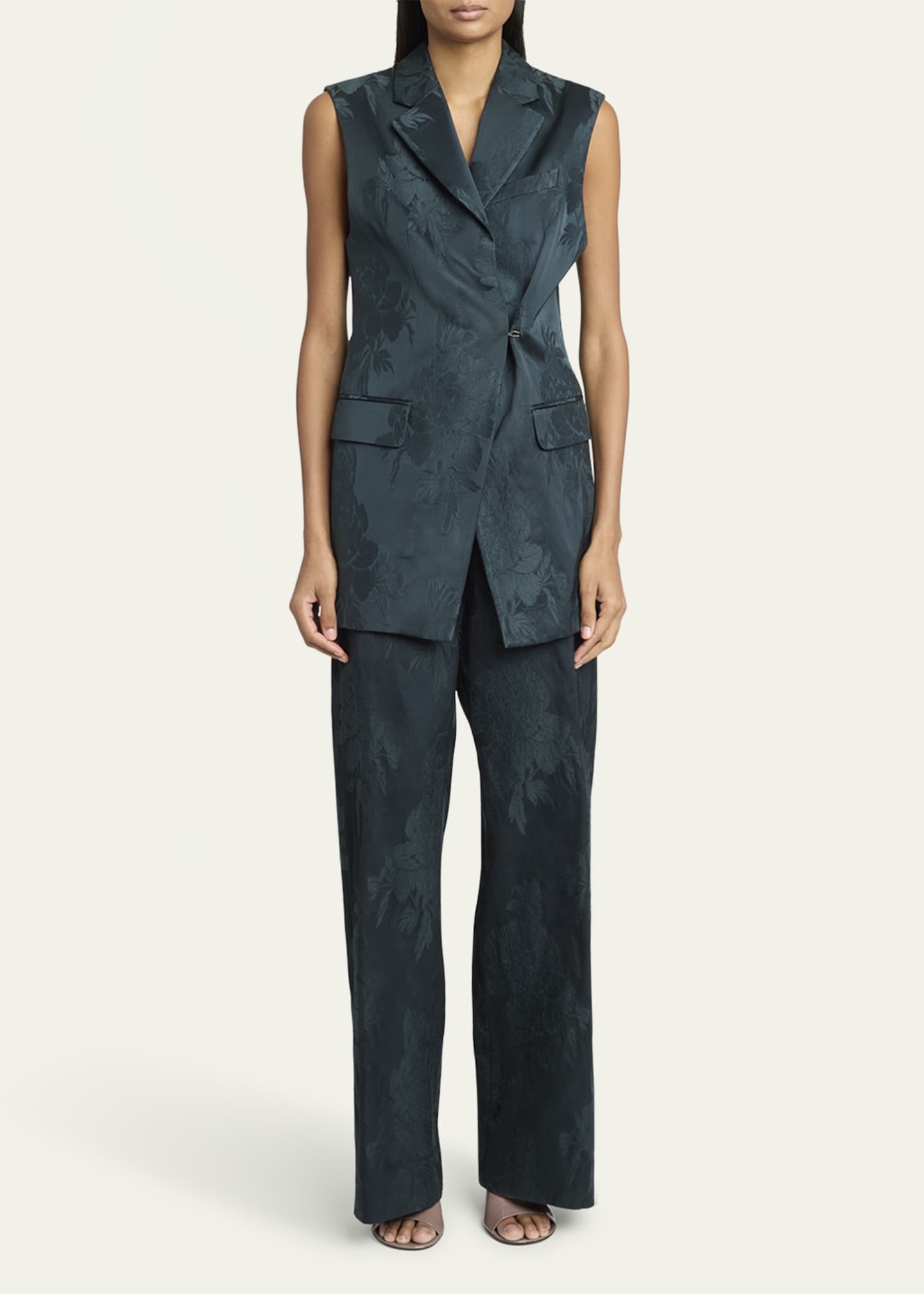 Dries Van Noten Bimbi Metallic Floral Jacquard Tailored Vest