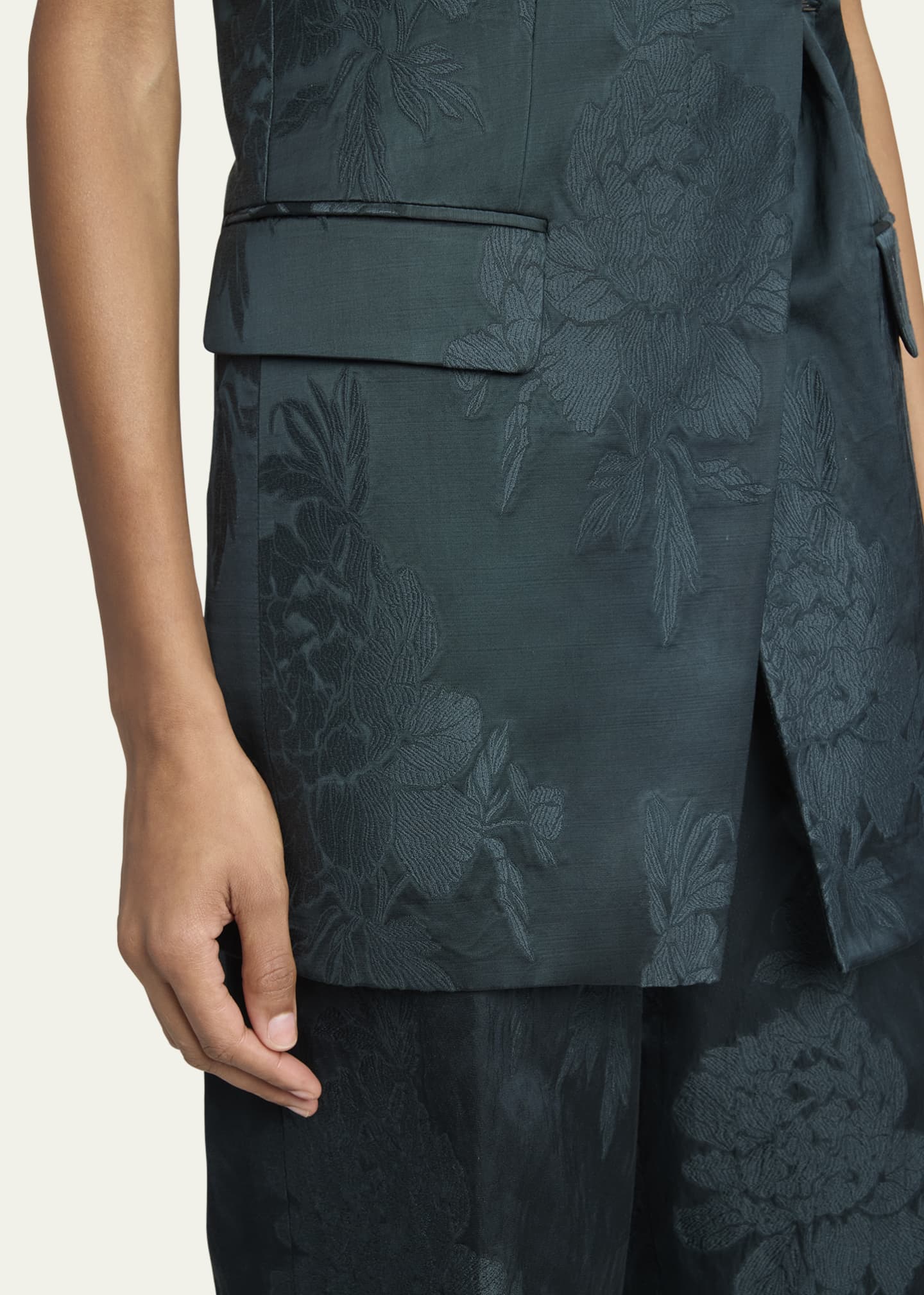 Dries Van Noten Bimbi Metallic Floral Jacquard Tailored Vest