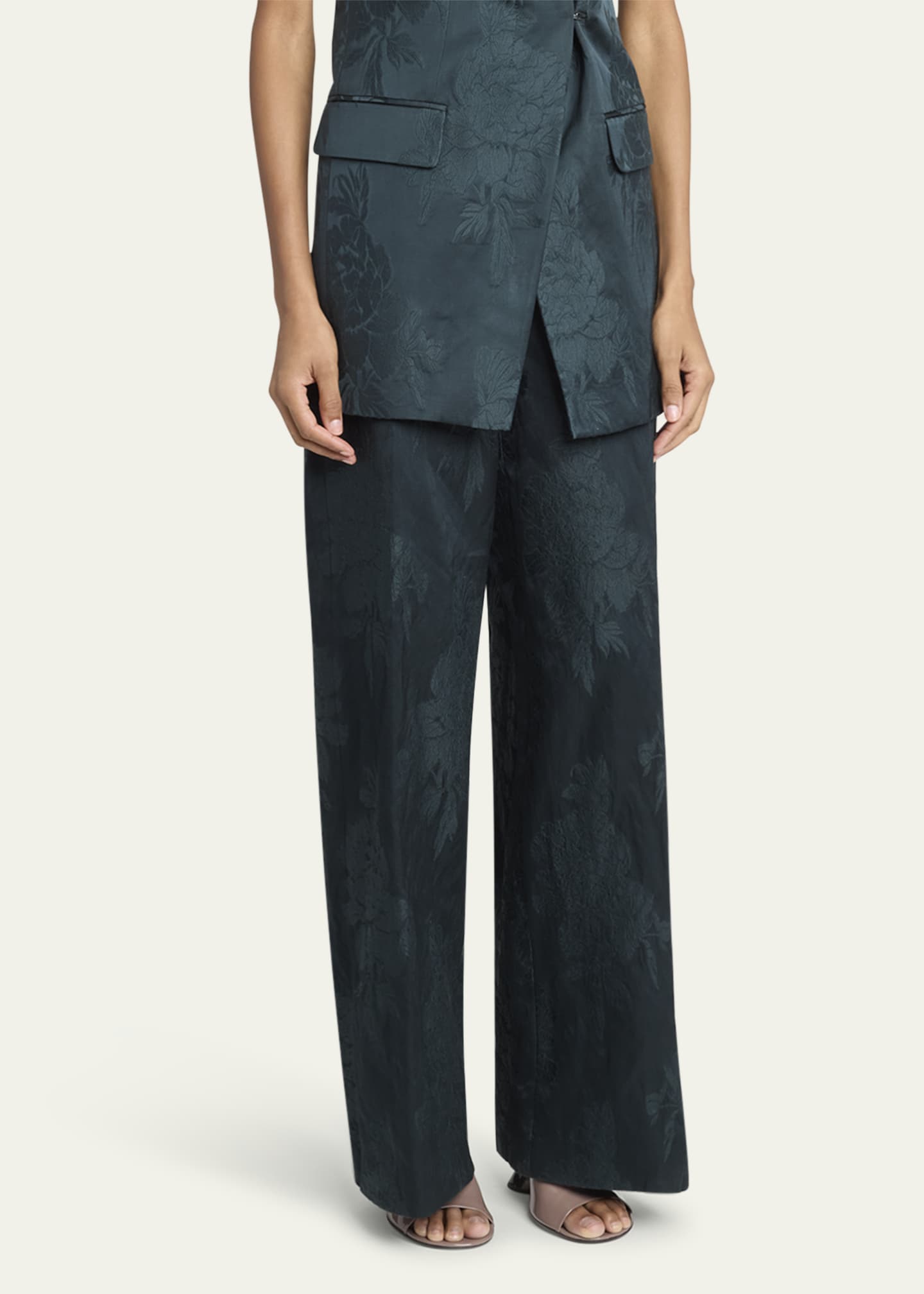 Dries Van Noten Paxy Floral Jacquard Metallic Pants