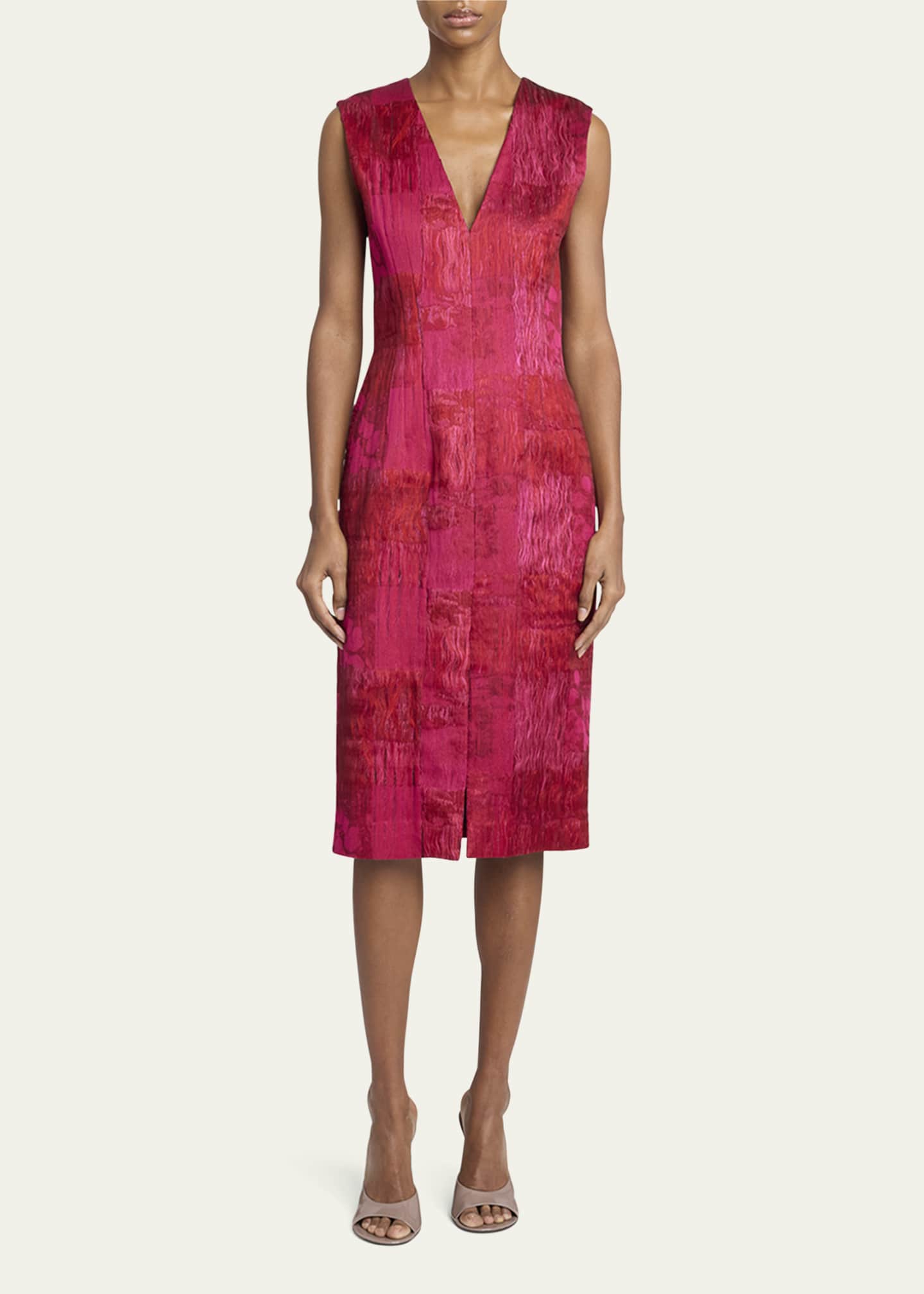 Dries Van Noten Delina Patchwork Crinkle Dress Image 2 of 5