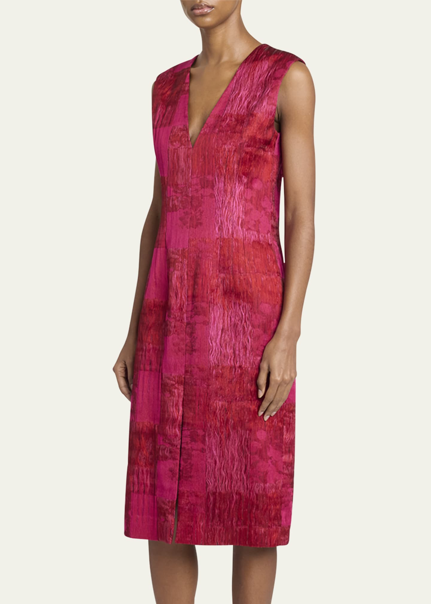 Dries Van Noten Delina Patchwork Crinkle Dress Image 4 of 5