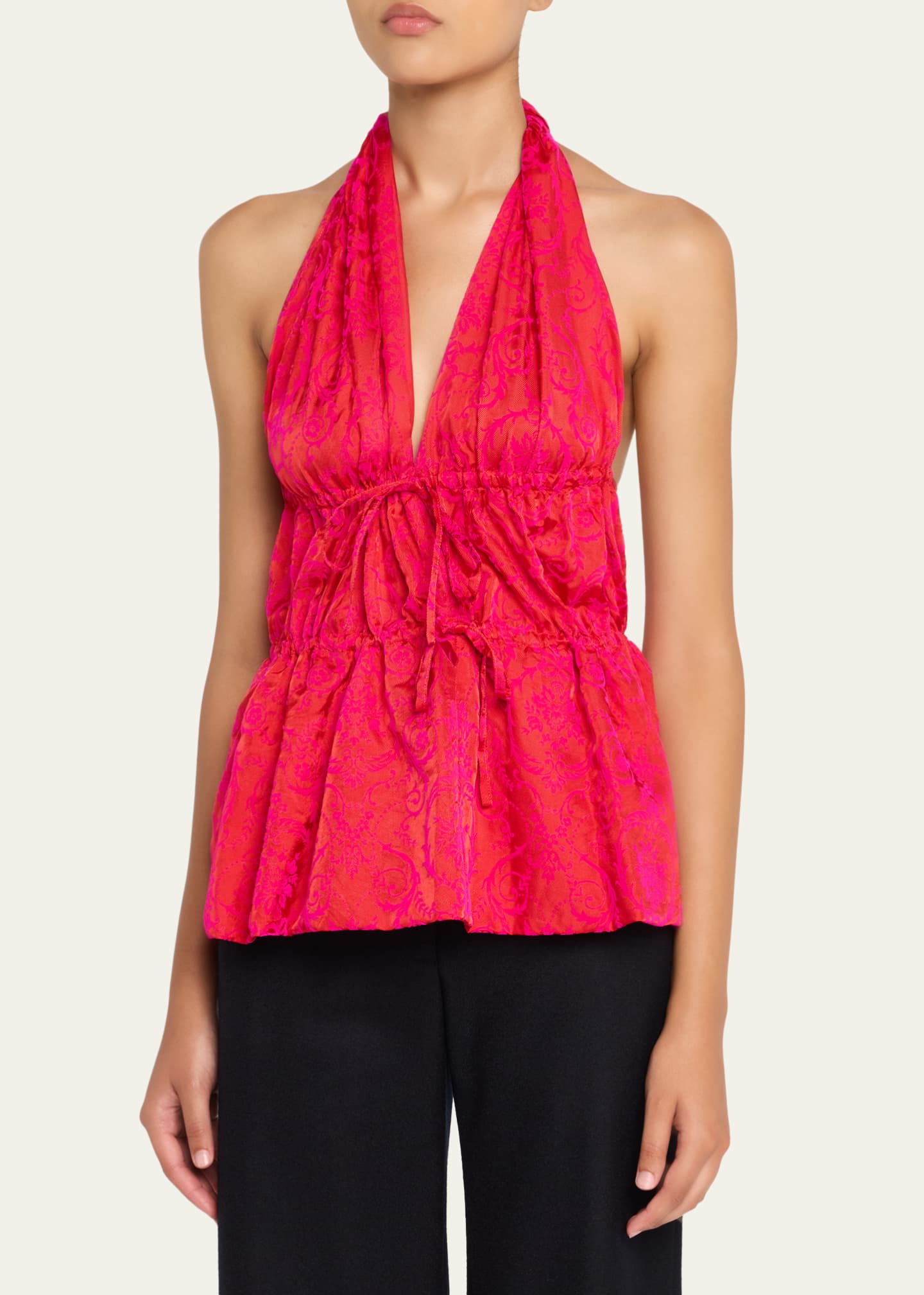 DRIES VAN NOTEN - hia チューブトップ Dries Van Noten Ceana Striped Tie Halter Top - Bergdorf Goodman