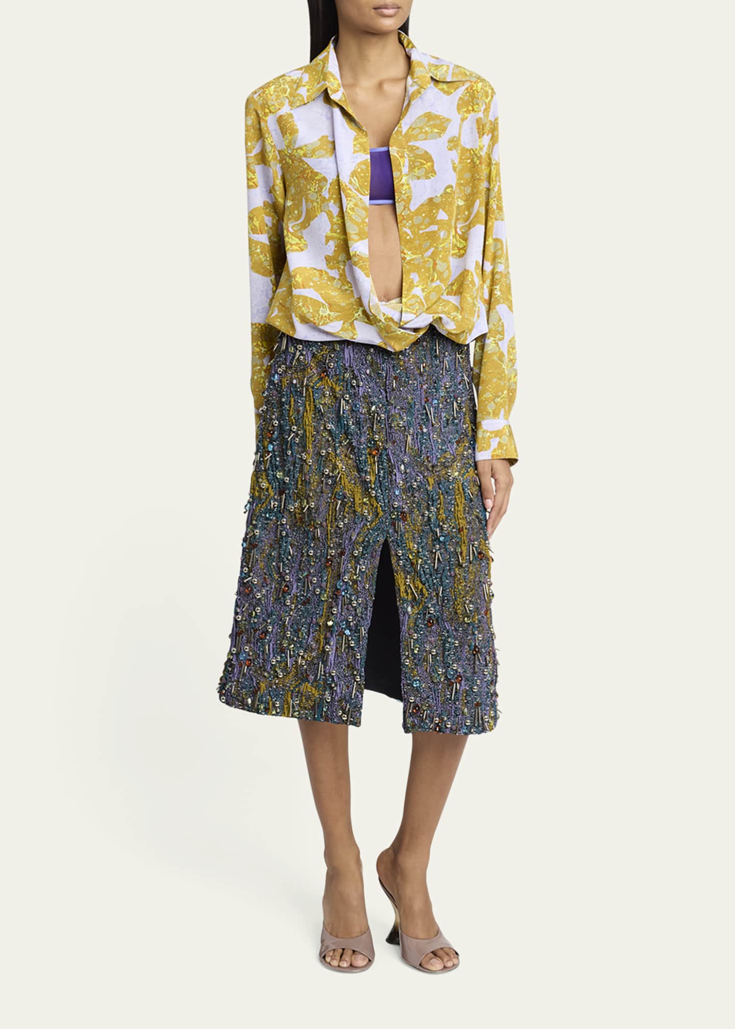 Dries Van Noten Shera Embellished Midi Skirt Image 2 of 5