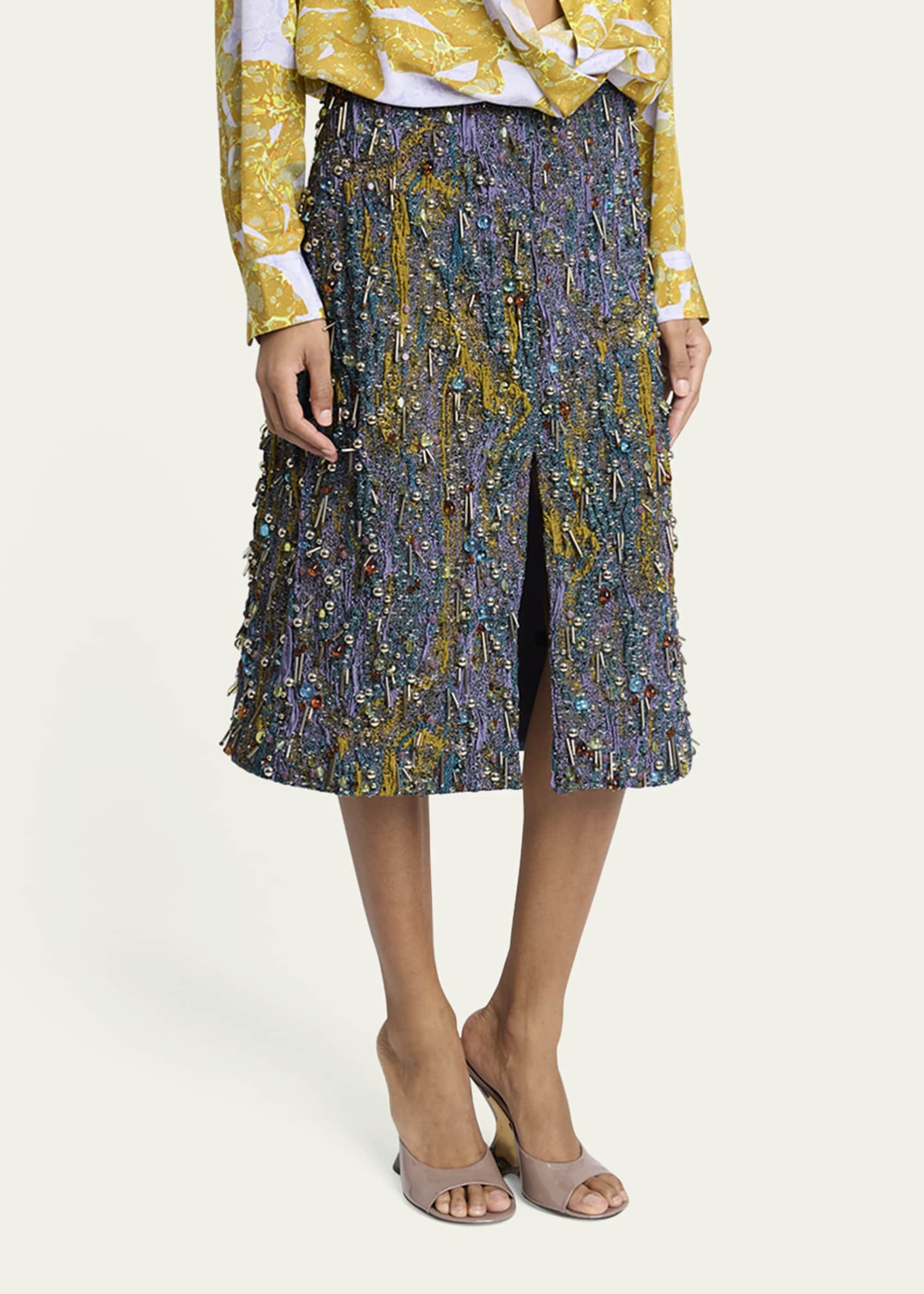 Dries Van Noten Shera Embellished Midi Skirt Image 4 of 5