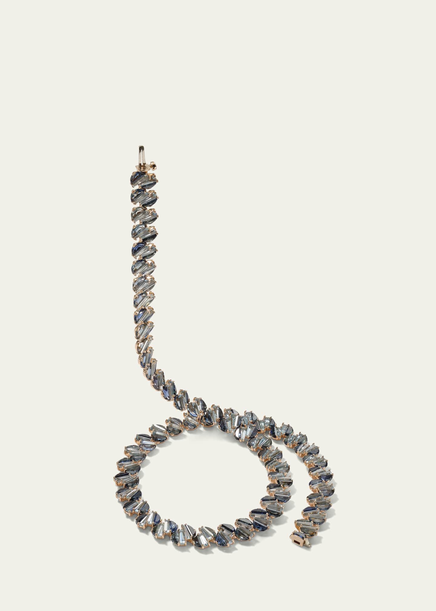 Nak Armstrong 20K Rose Gold Braided Rivire Choker with Parti Sapphire and Aquamarine Image 2 of 2