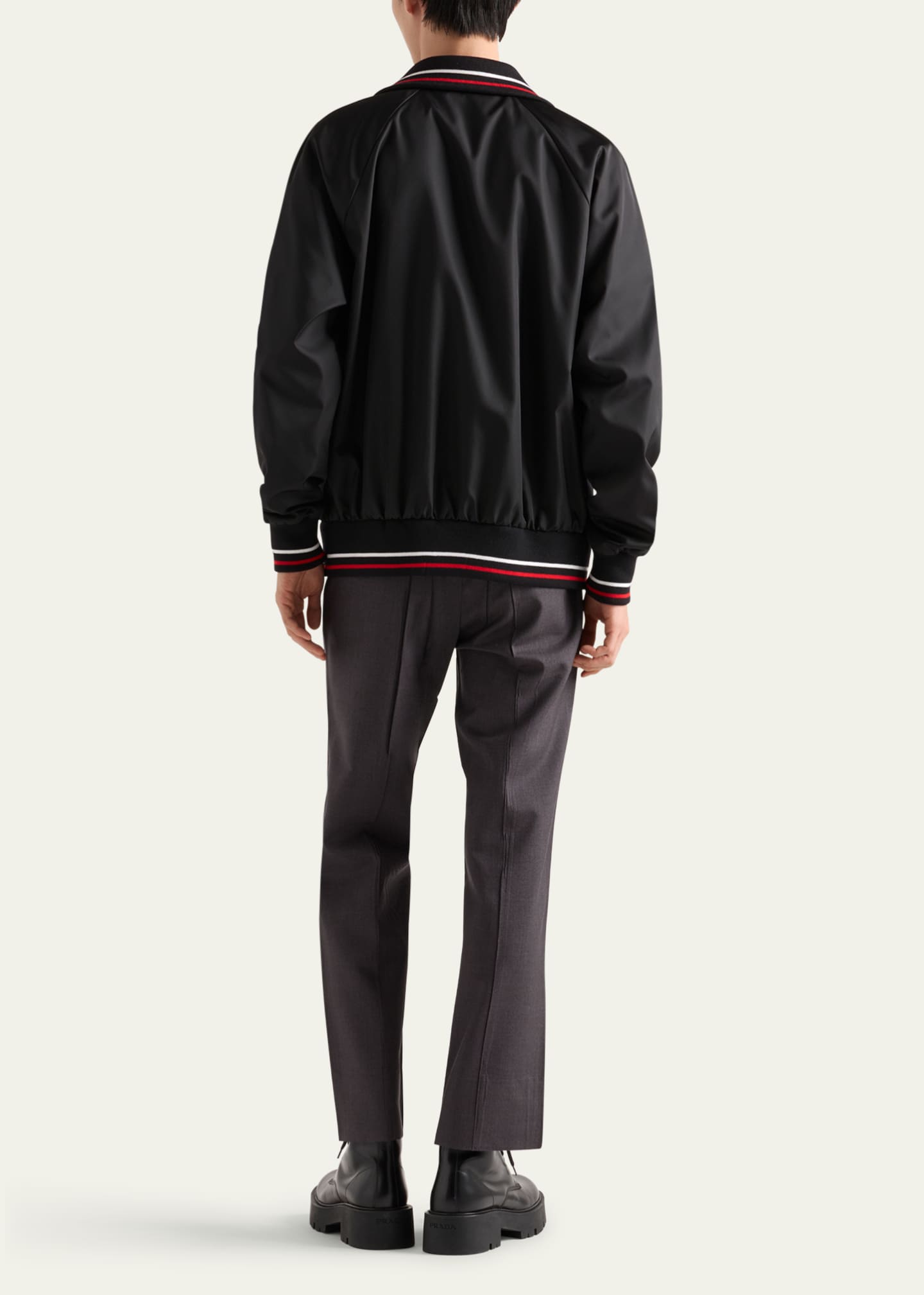 Prada Men's Re-Nylon Jacket with Stripe Details Image 3 of 4