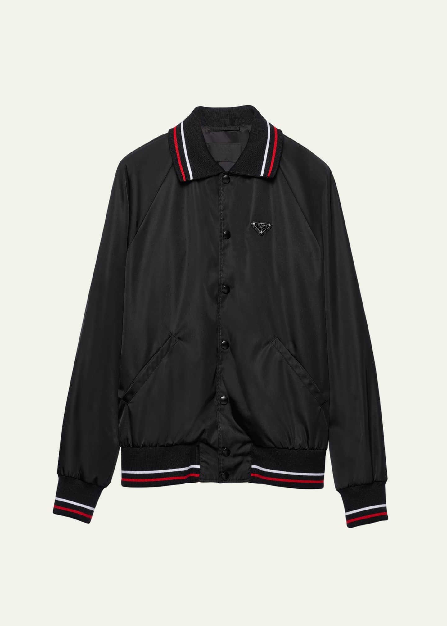 Prada Men's Re-Nylon Jacket with Stripe Details Image 1 of 4