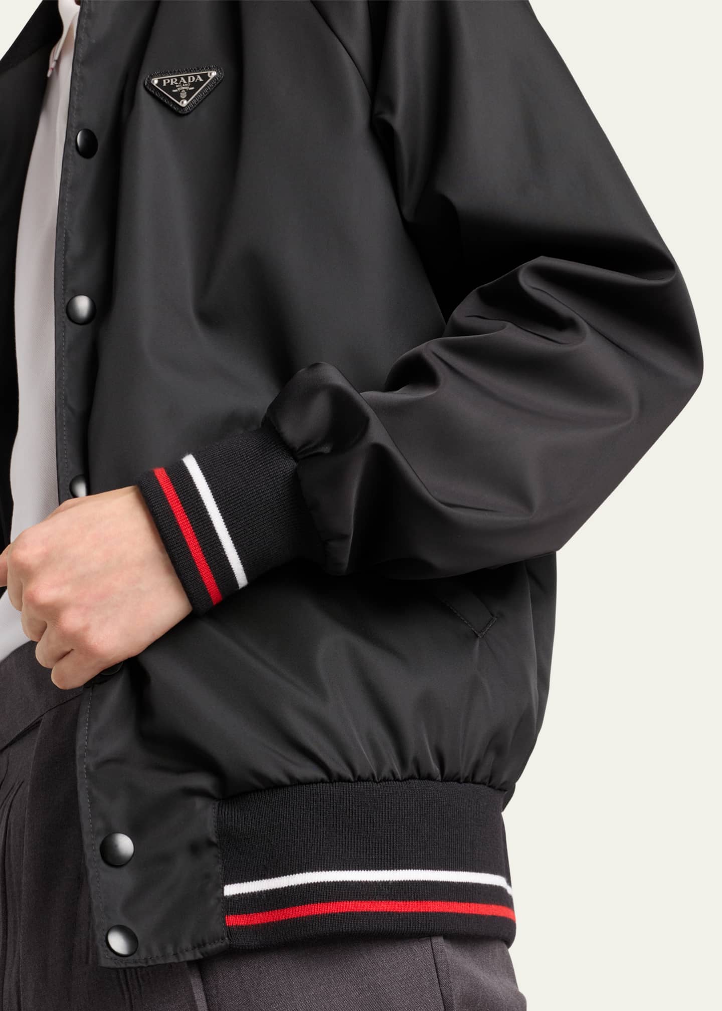 Prada Men's Re-Nylon Jacket with Stripe Details Image 4 of 4