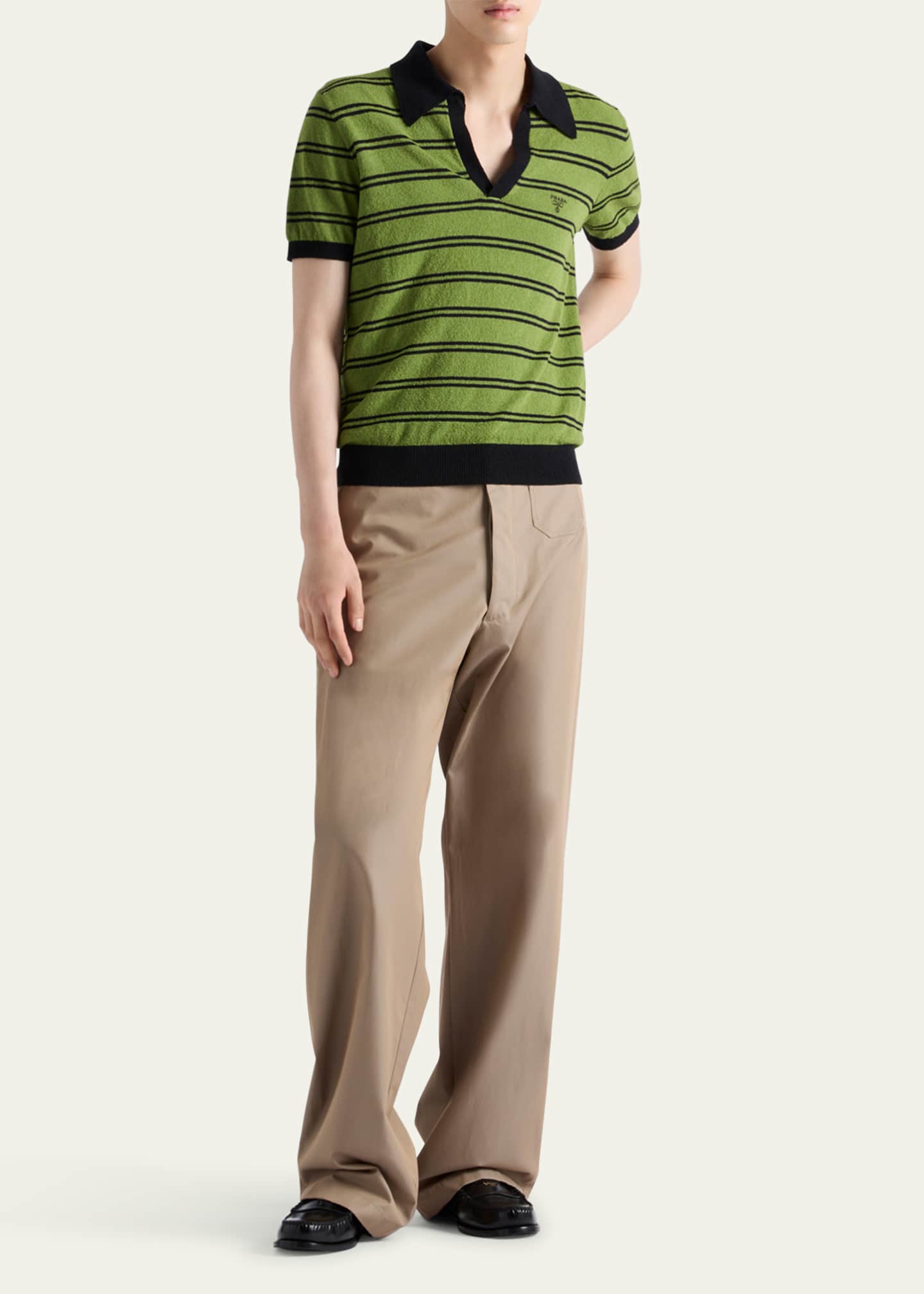 Prada Men's Striped Polo Shirt Image 2 of 2