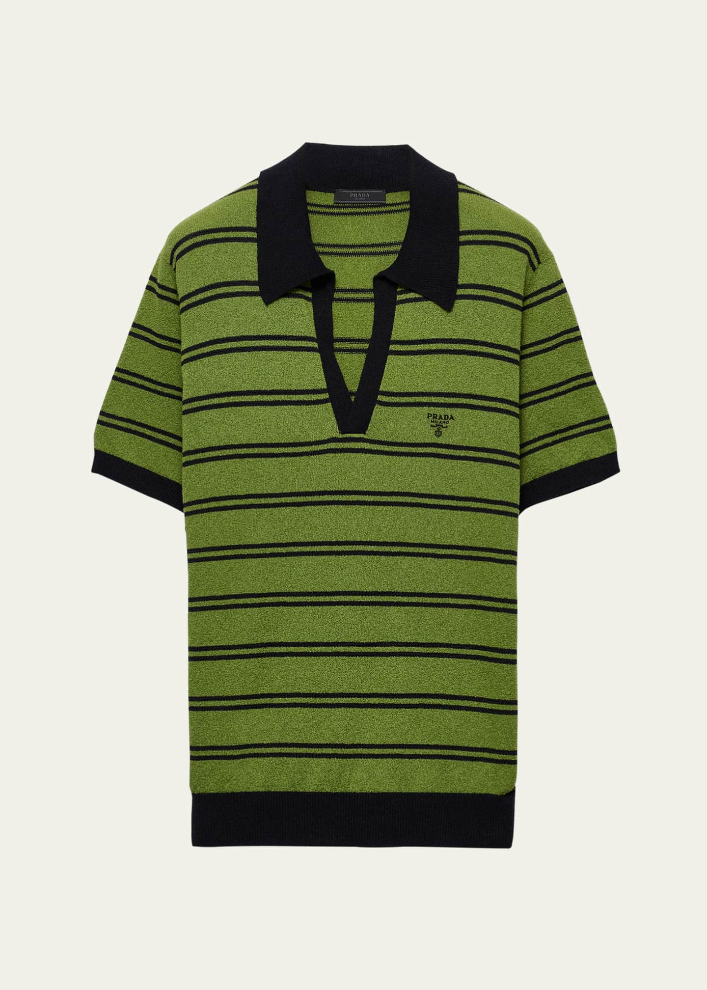 Prada Men's Striped Polo Shirt Image 1 of 2