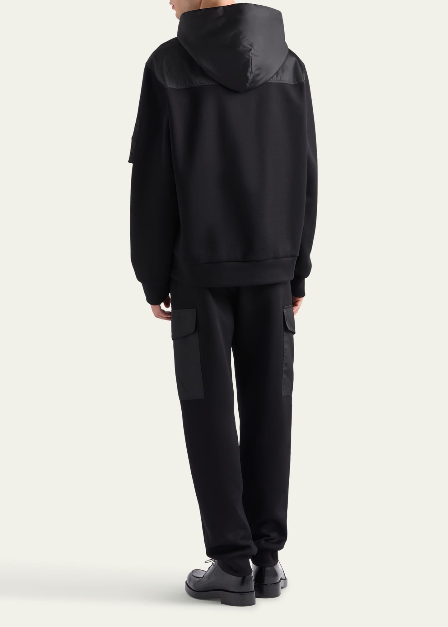 Prada Men's Tonal Cotton and Nylon Hoodie Image 3 of 4