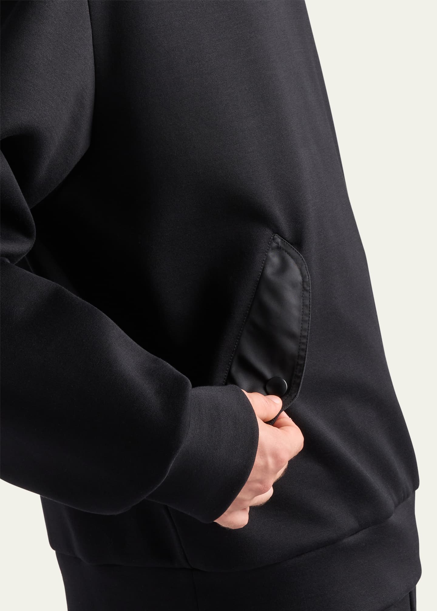 Prada Men's Tonal Cotton and Nylon Hoodie Image 4 of 4