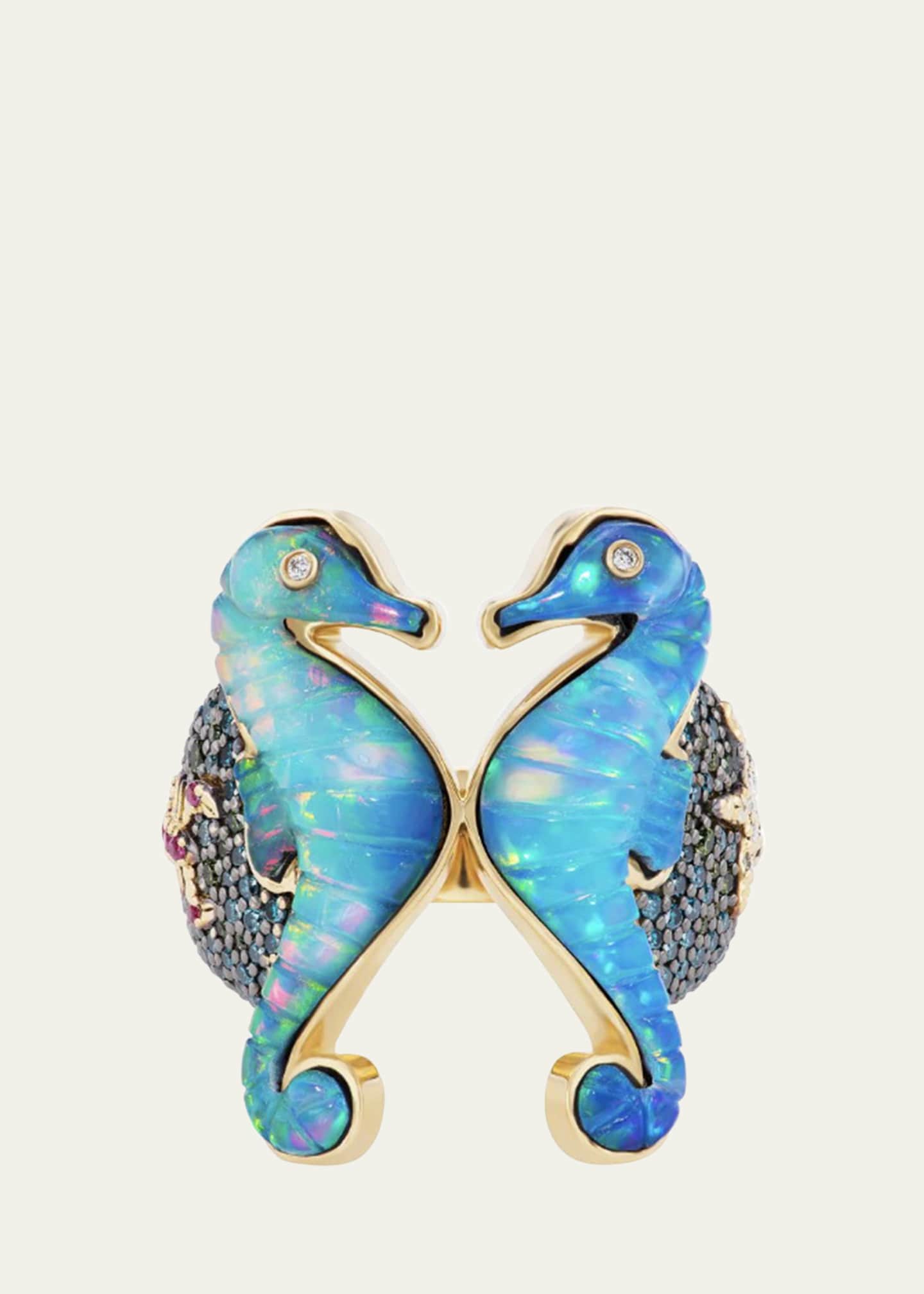 Grace Winfrey 18K Seahorse Ring with Diamonds