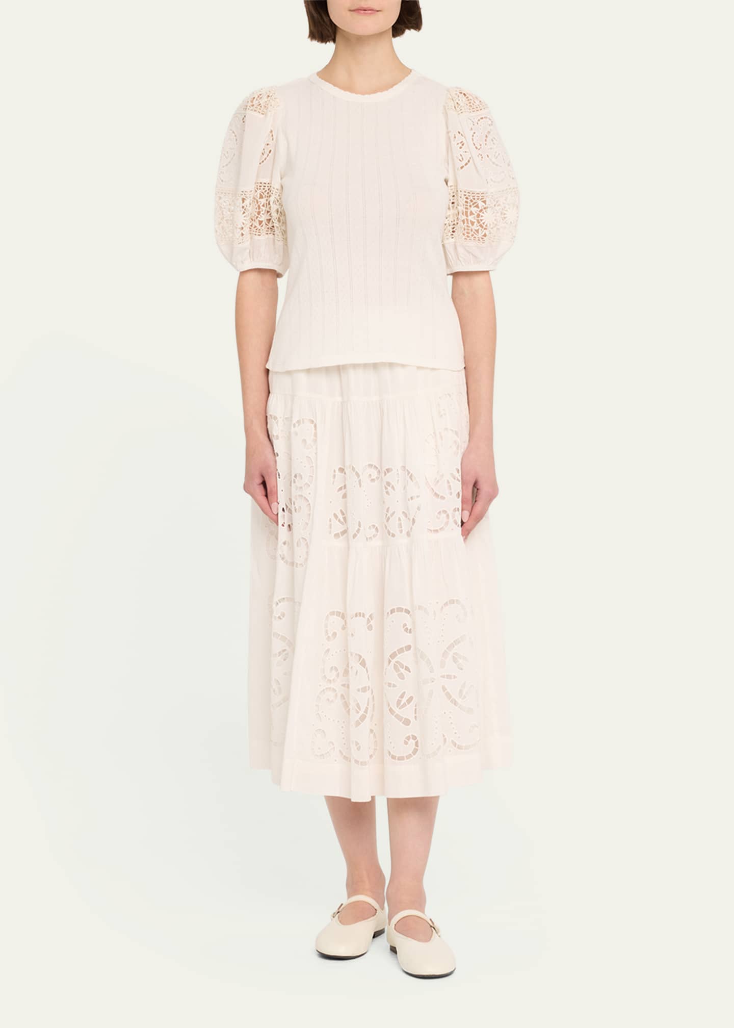 Dahlia Combo Eyelet-Sleeve Top - Thumbnail 2
