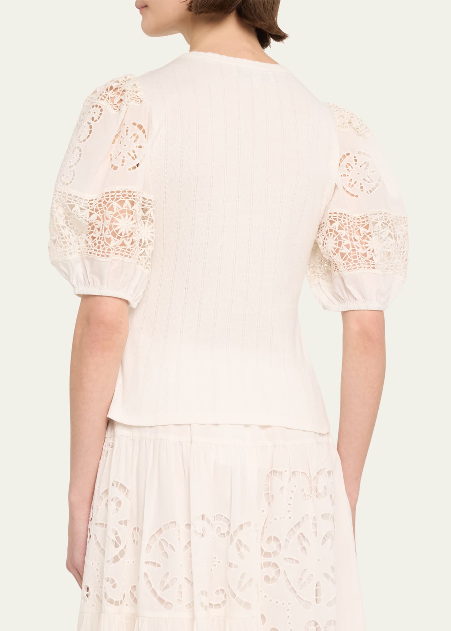 Dahlia Combo Eyelet-Sleeve Top - Thumbnail 3
