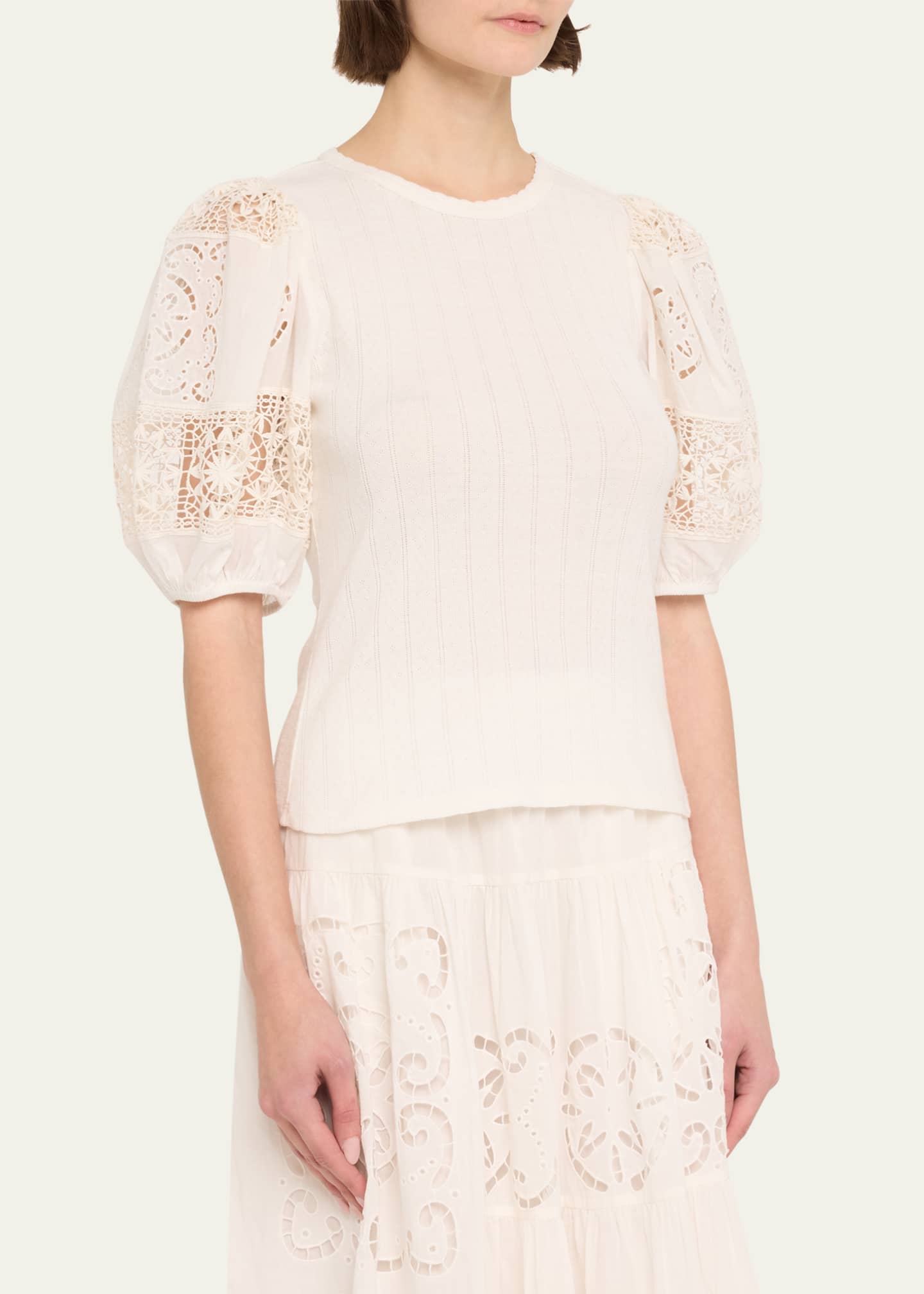 Dahlia Combo Eyelet-Sleeve Top - Thumbnail 4