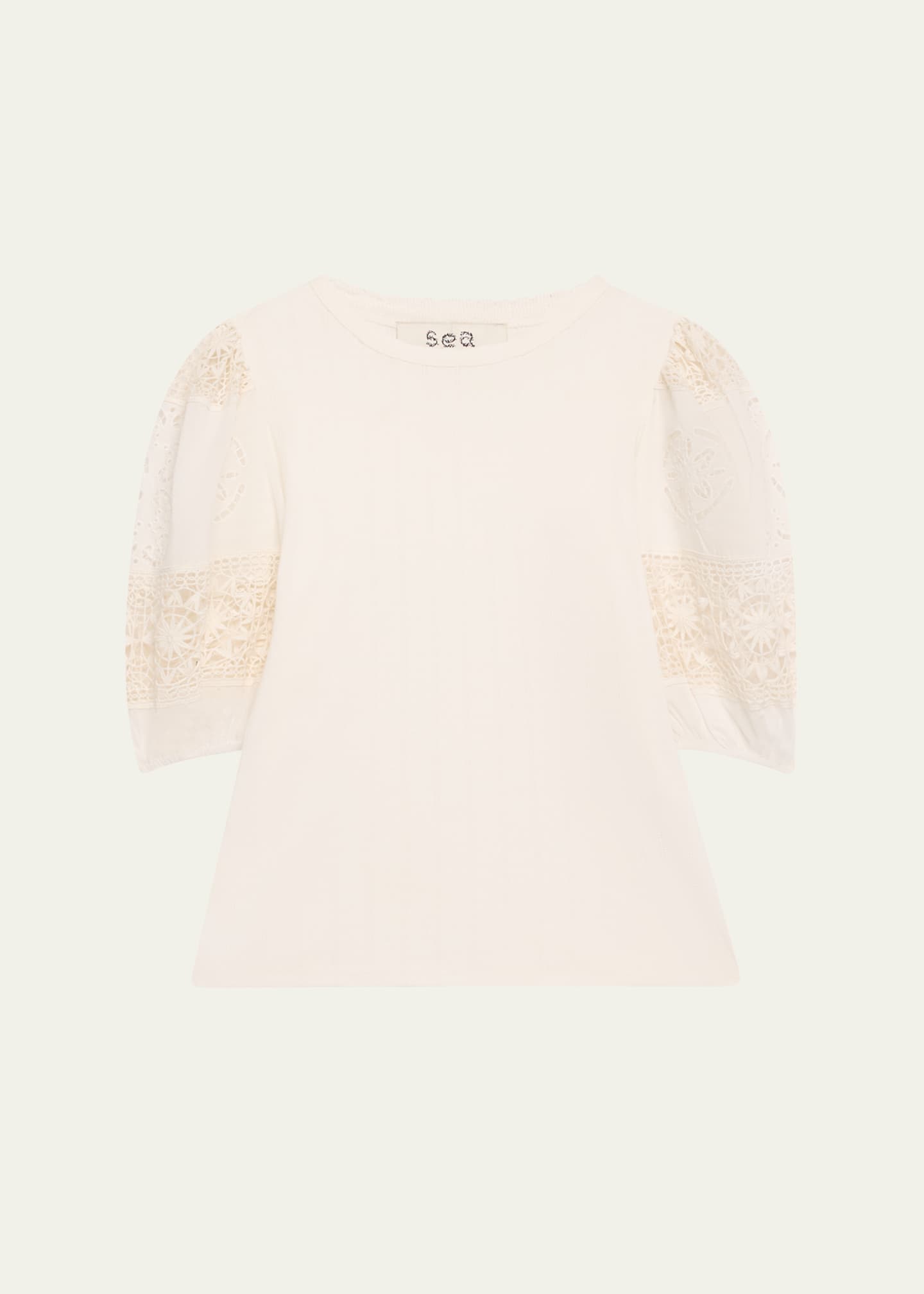 Dahlia Combo Eyelet-Sleeve Top