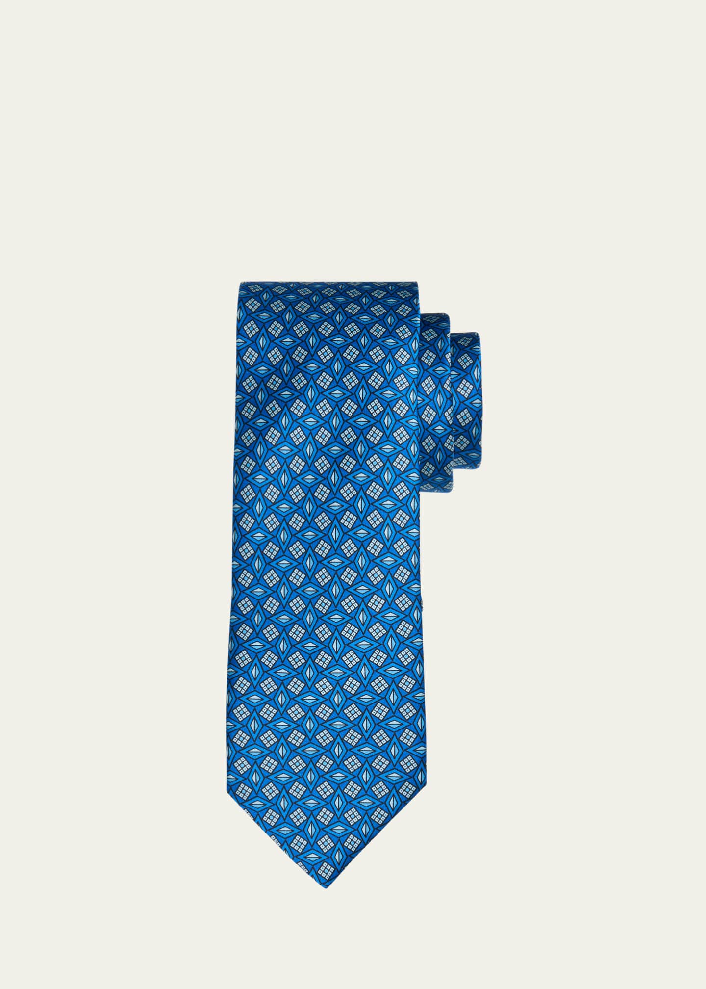 Brioni Men's Diamond-Print Silk Tie