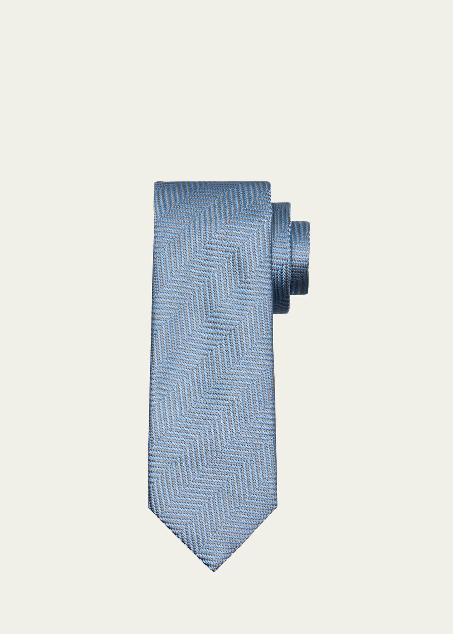Brioni Men's Jacquard Herringbone Silk Tie