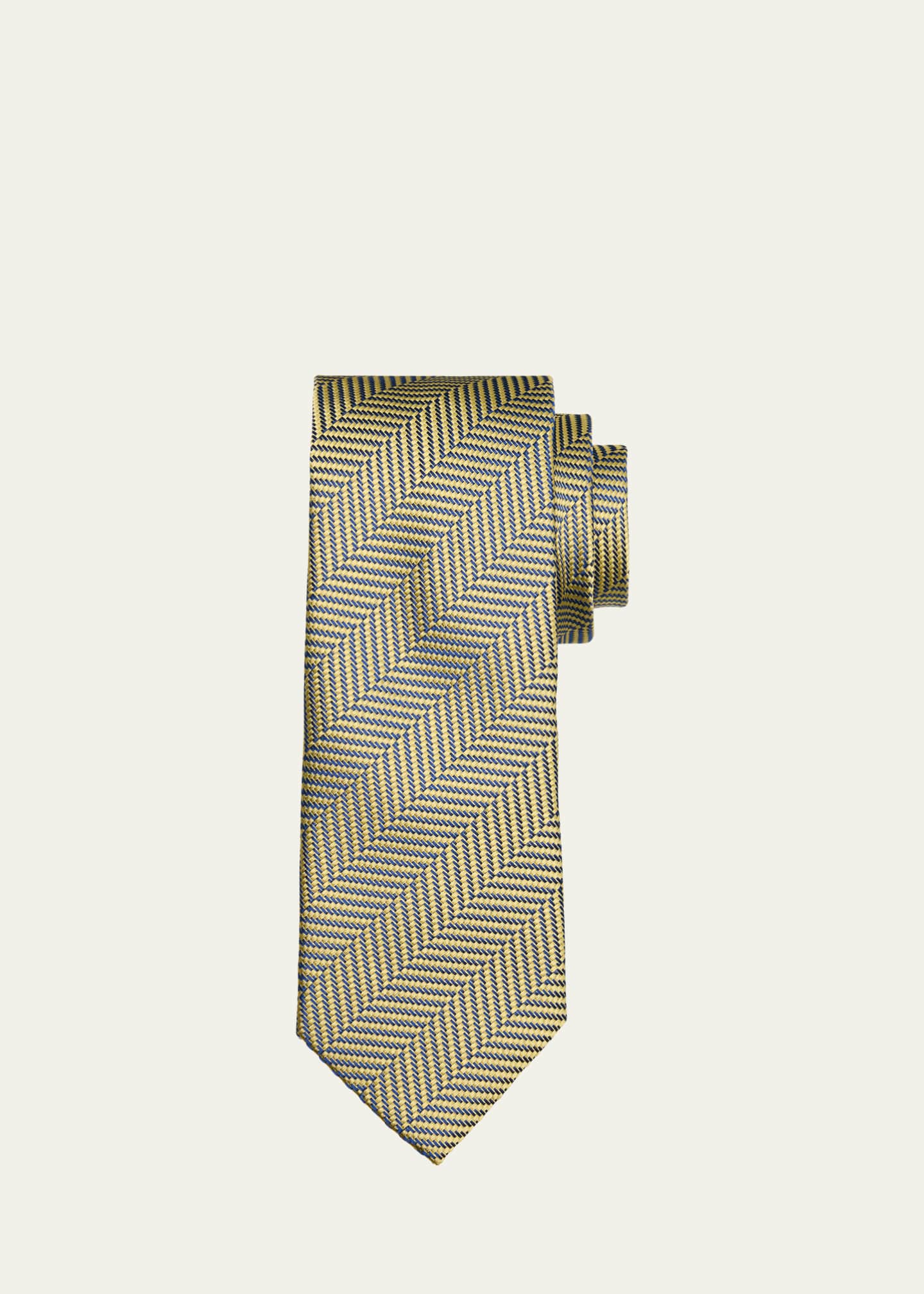 Brioni Men's Jacquard Herringbone Silk Tie