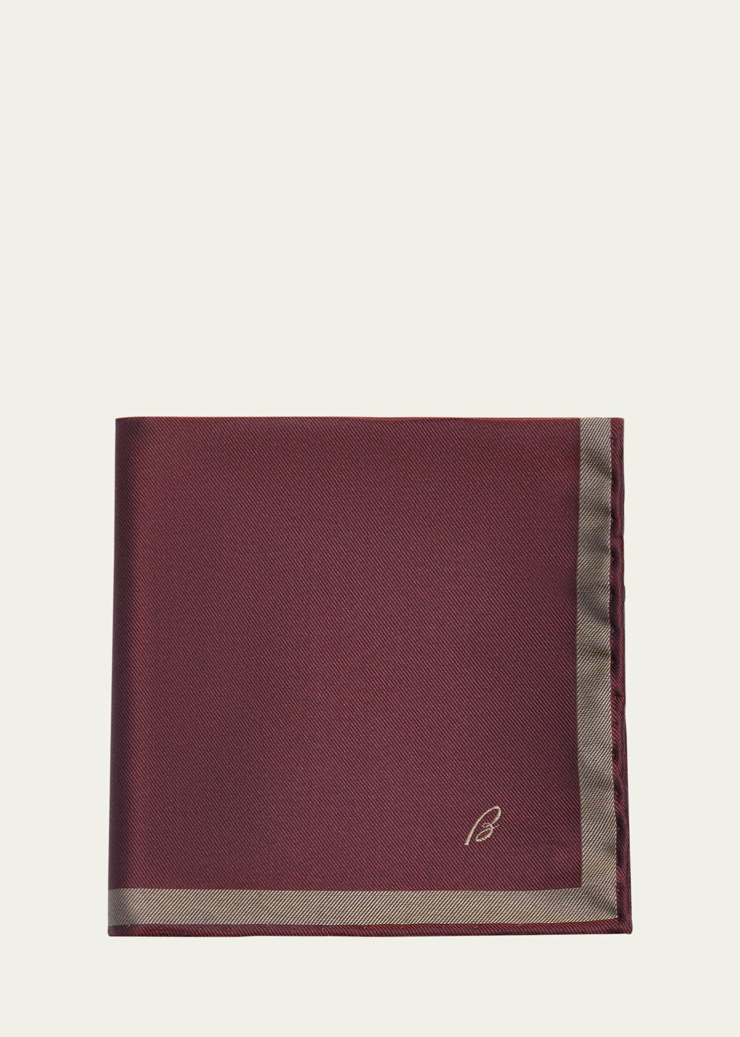 Brioni Men's B-Monogram Silk Pocket Square