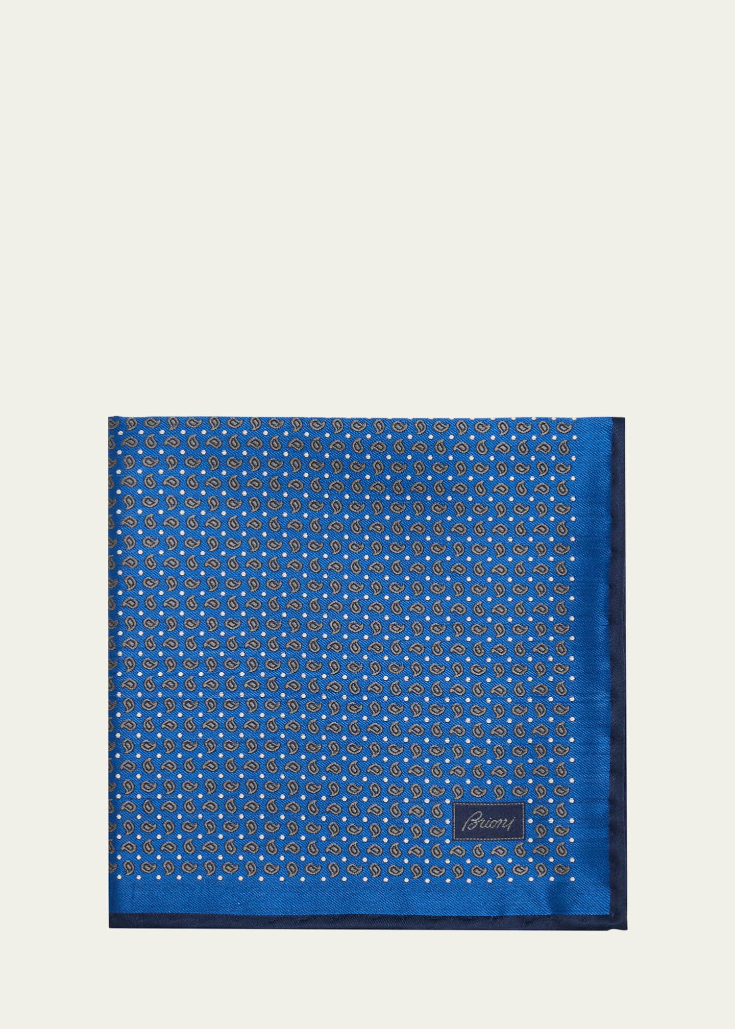 Brioni Men's Micro-Paisley Silk Pocket Square