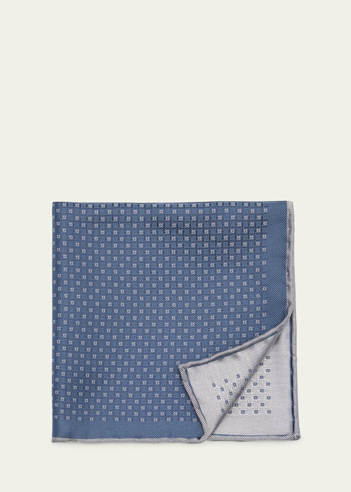 Brioni Men's Micro-Geometric Silk Pocket Square Image 2 of 2