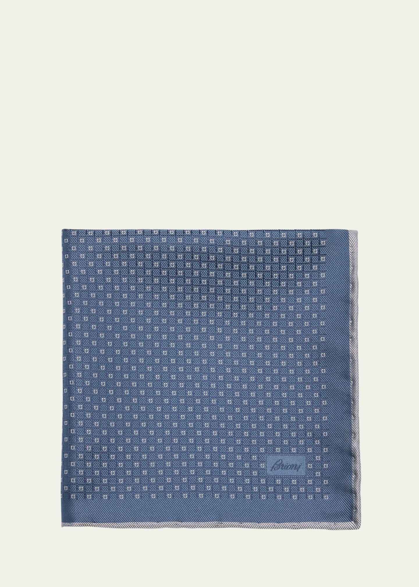 Brioni Men's Micro-Geometric Silk Pocket Square Image 1 of 2