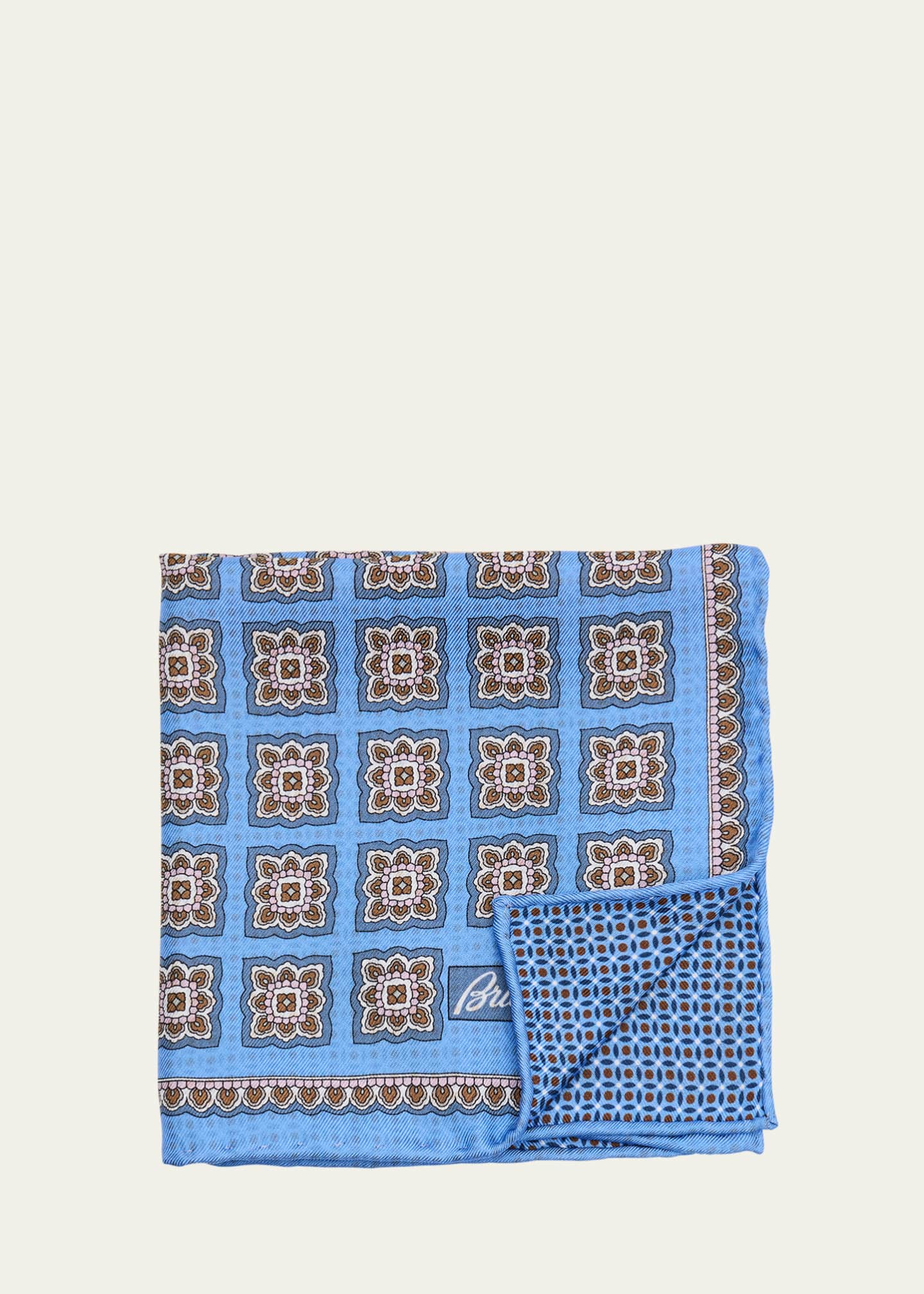 Brioni Men's Floral Silk Pocket Square Image 2 of 2