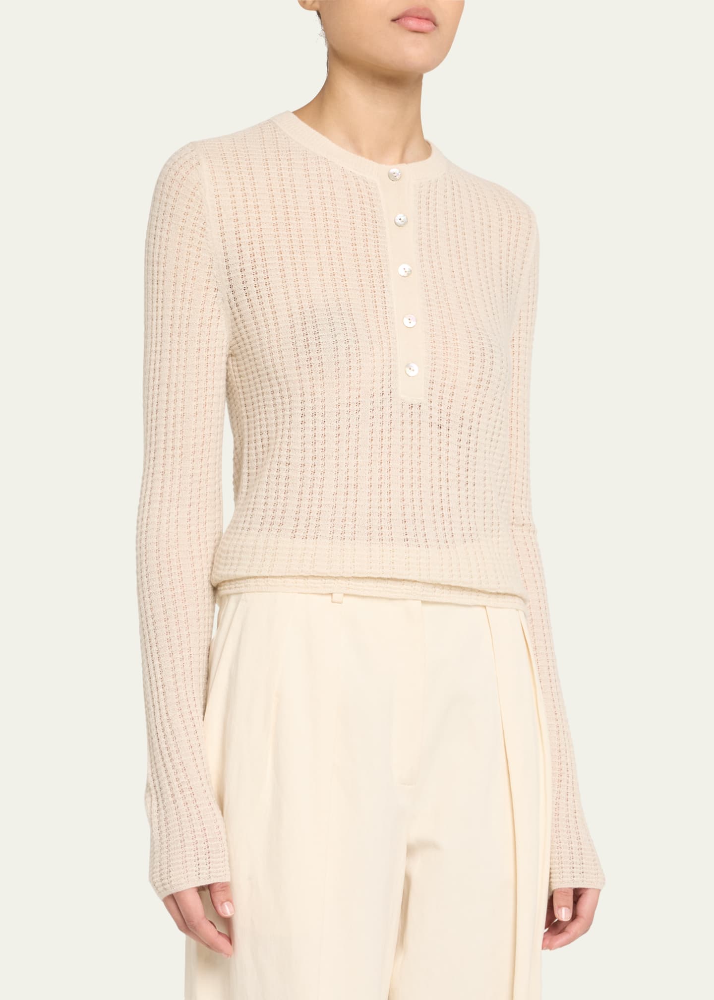 Vince Waffle-Knit Henley Top Image 4 of 5