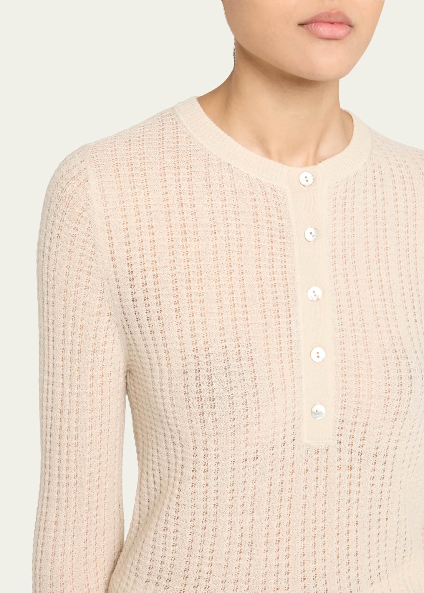 Vince Waffle-Knit Henley Top Image 5 of 5