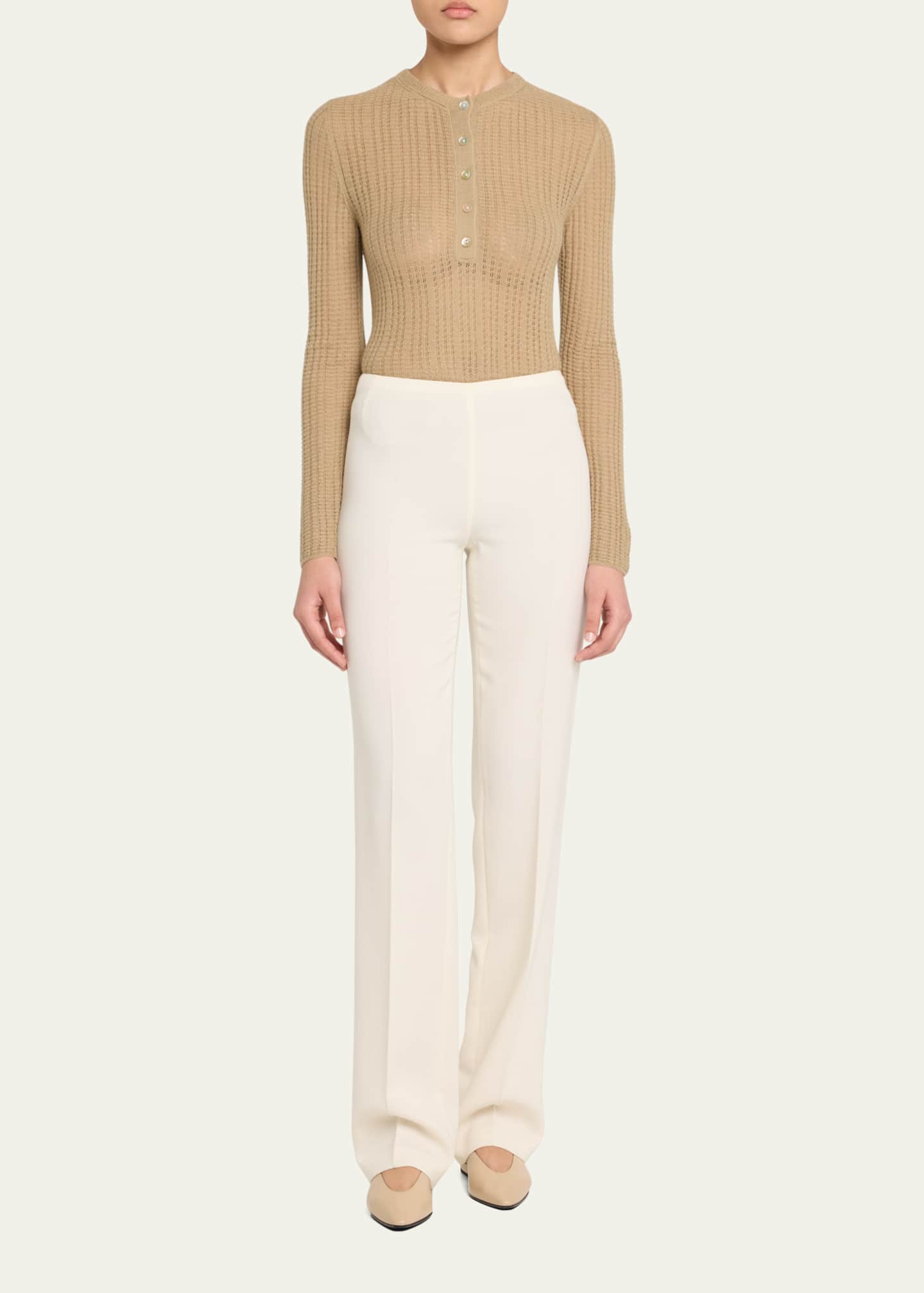Vince Waffle-Knit Henley Top Image 2 of 5