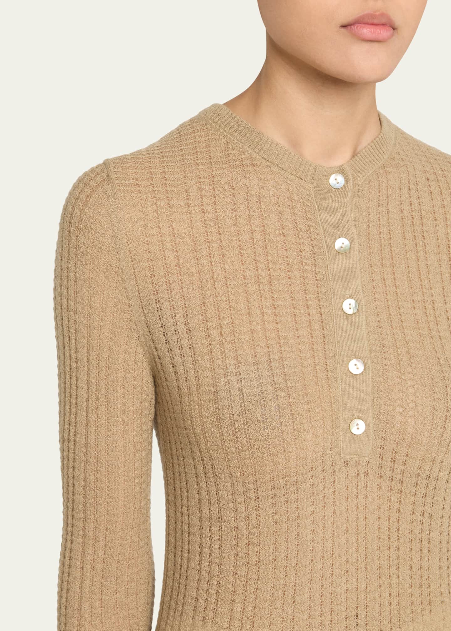 Vince Waffle-Knit Henley Top Image 5 of 5