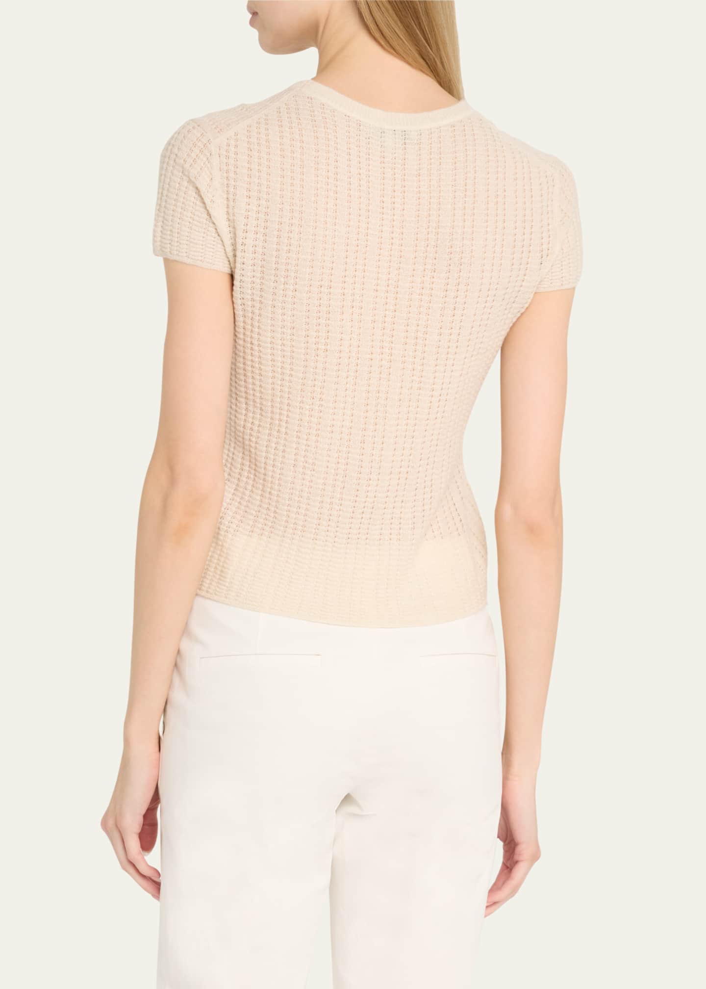 Vince Crewneck Waffle-Knit Top Image 3 of 5