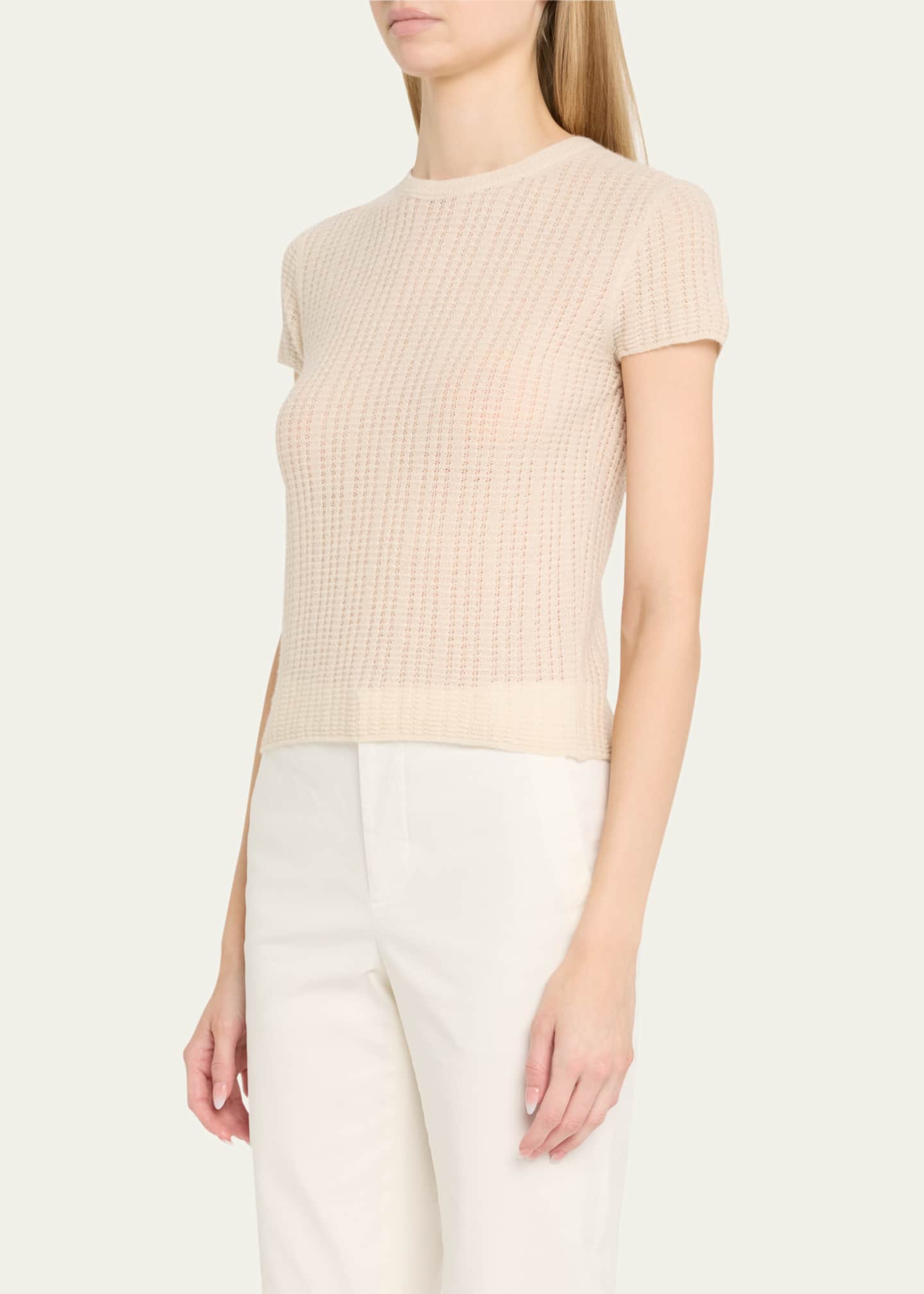 Vince Crewneck Waffle-Knit Top Image 4 of 5