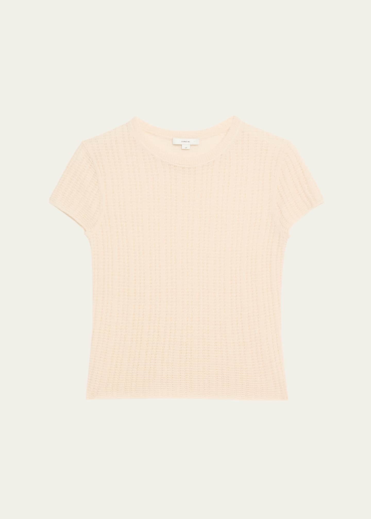 Vince Crewneck Waffle-Knit Top Image 1 of 5