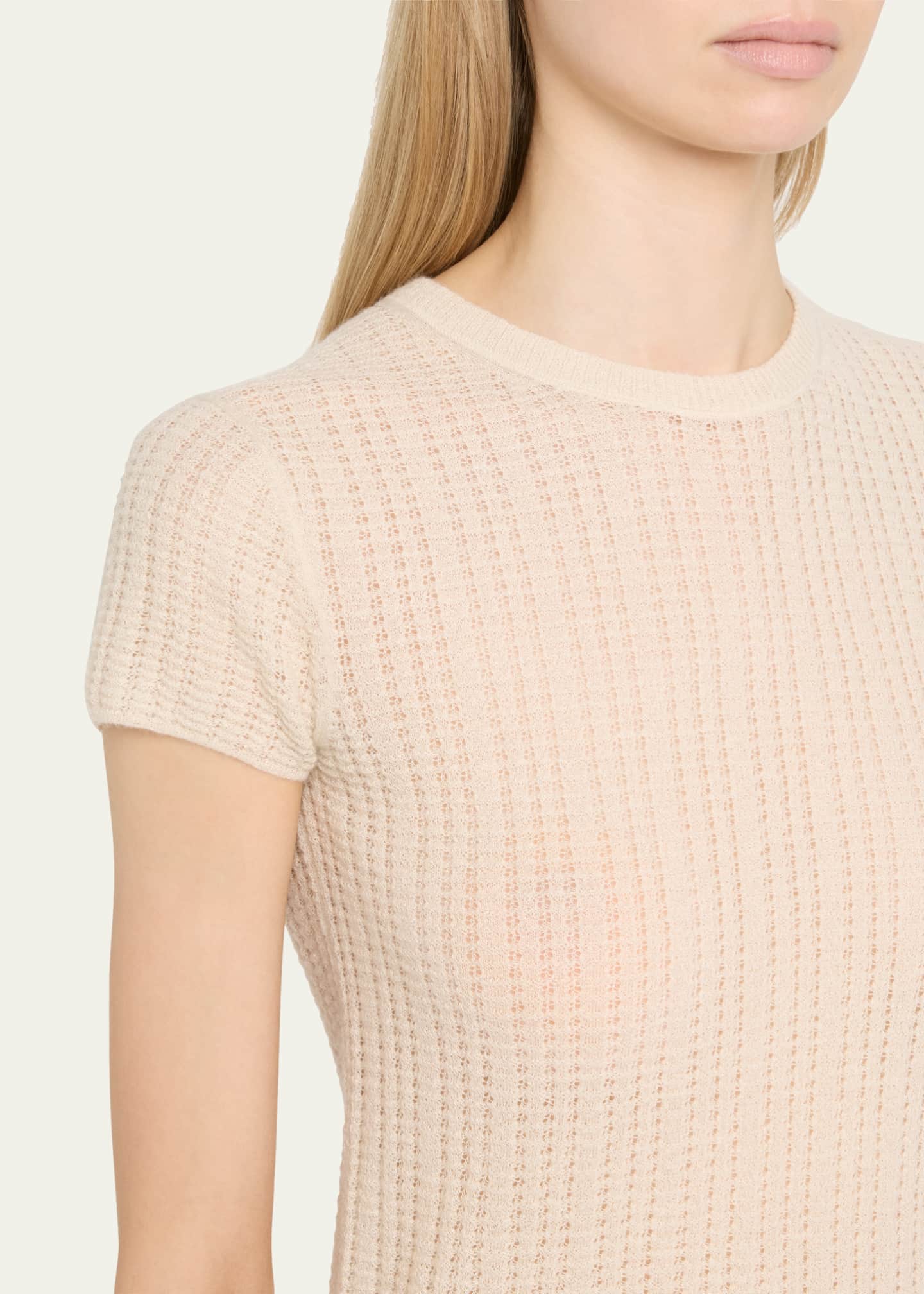Vince Crewneck Waffle-Knit Top Image 5 of 5