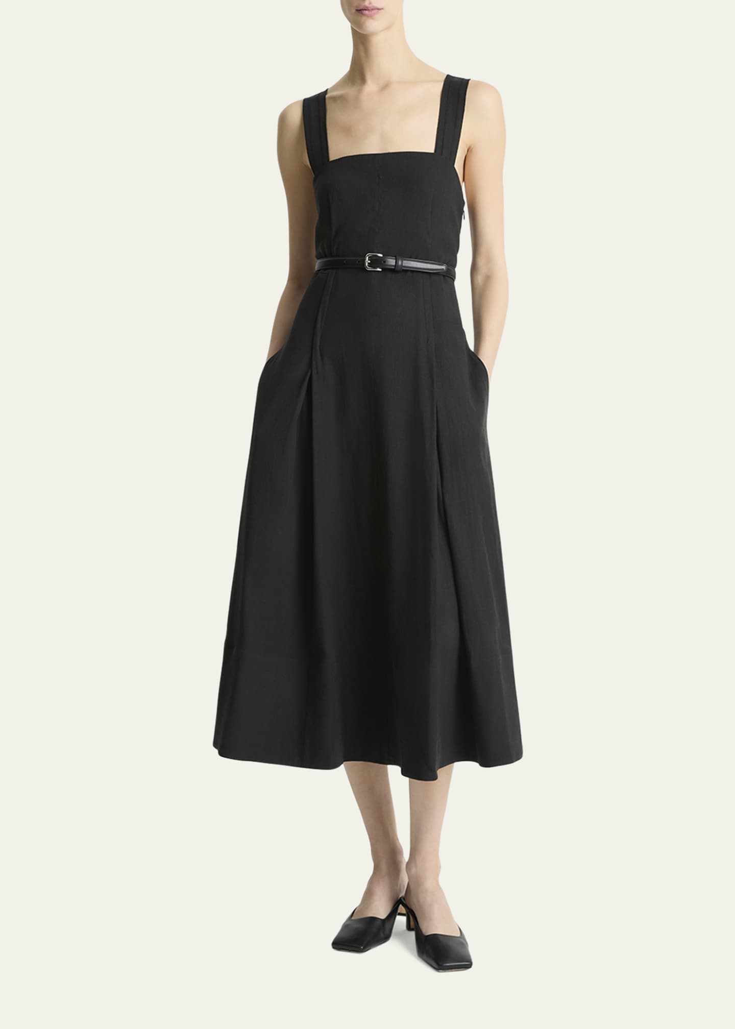 Vince Sleeveless Linen-Blend Cami Dress Image 4 of 5