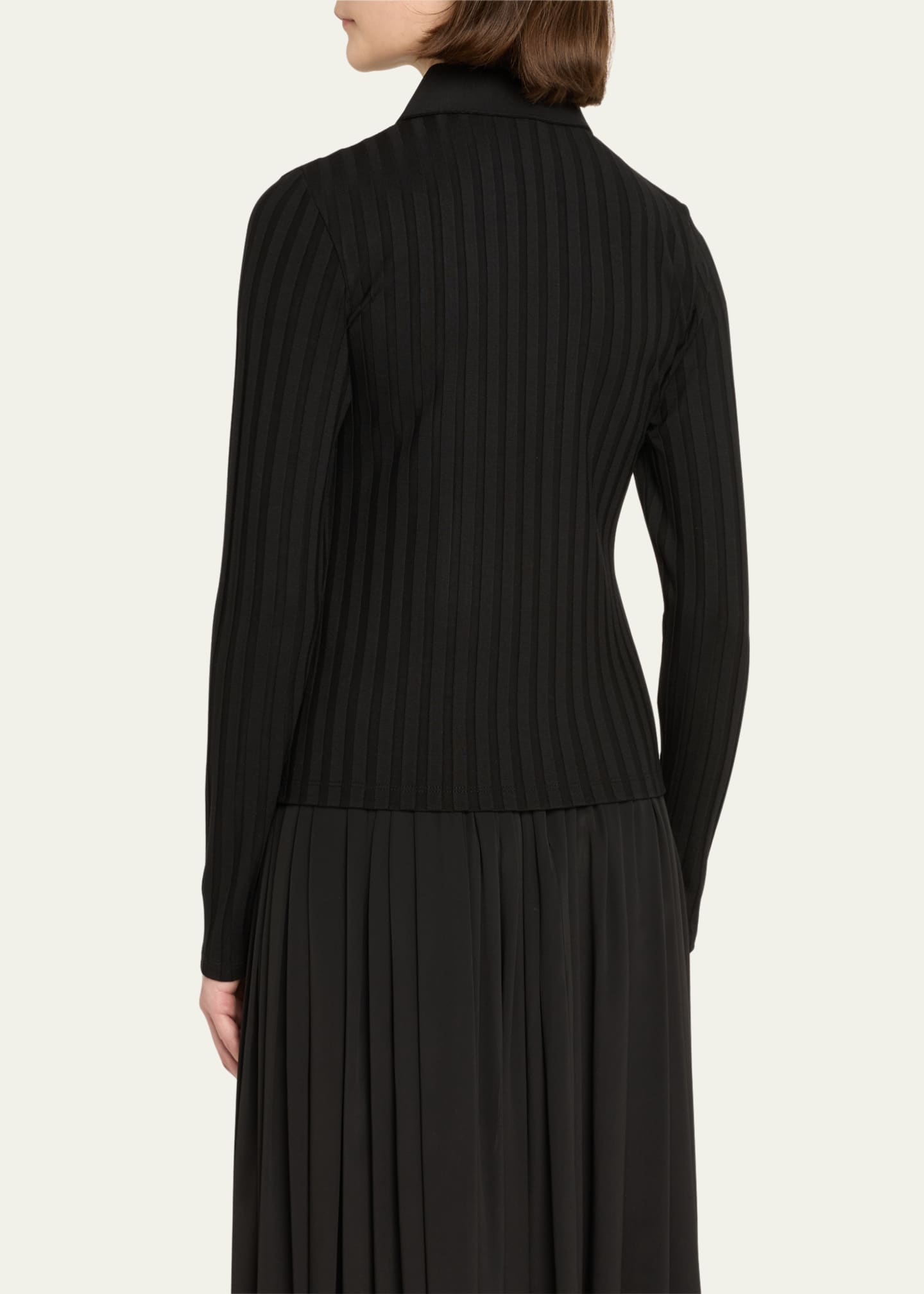 Vince Long-Sleeve Ribbed Button-Front Top Image 3 of 5