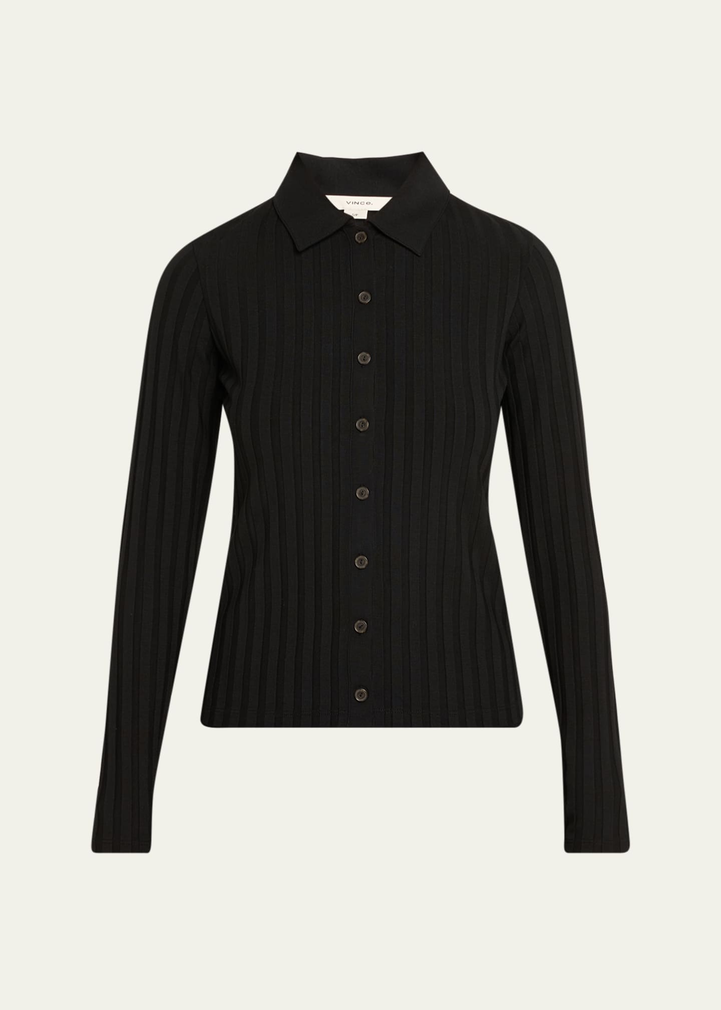 Vince Long-Sleeve Ribbed Button-Front Top Image 1 of 5