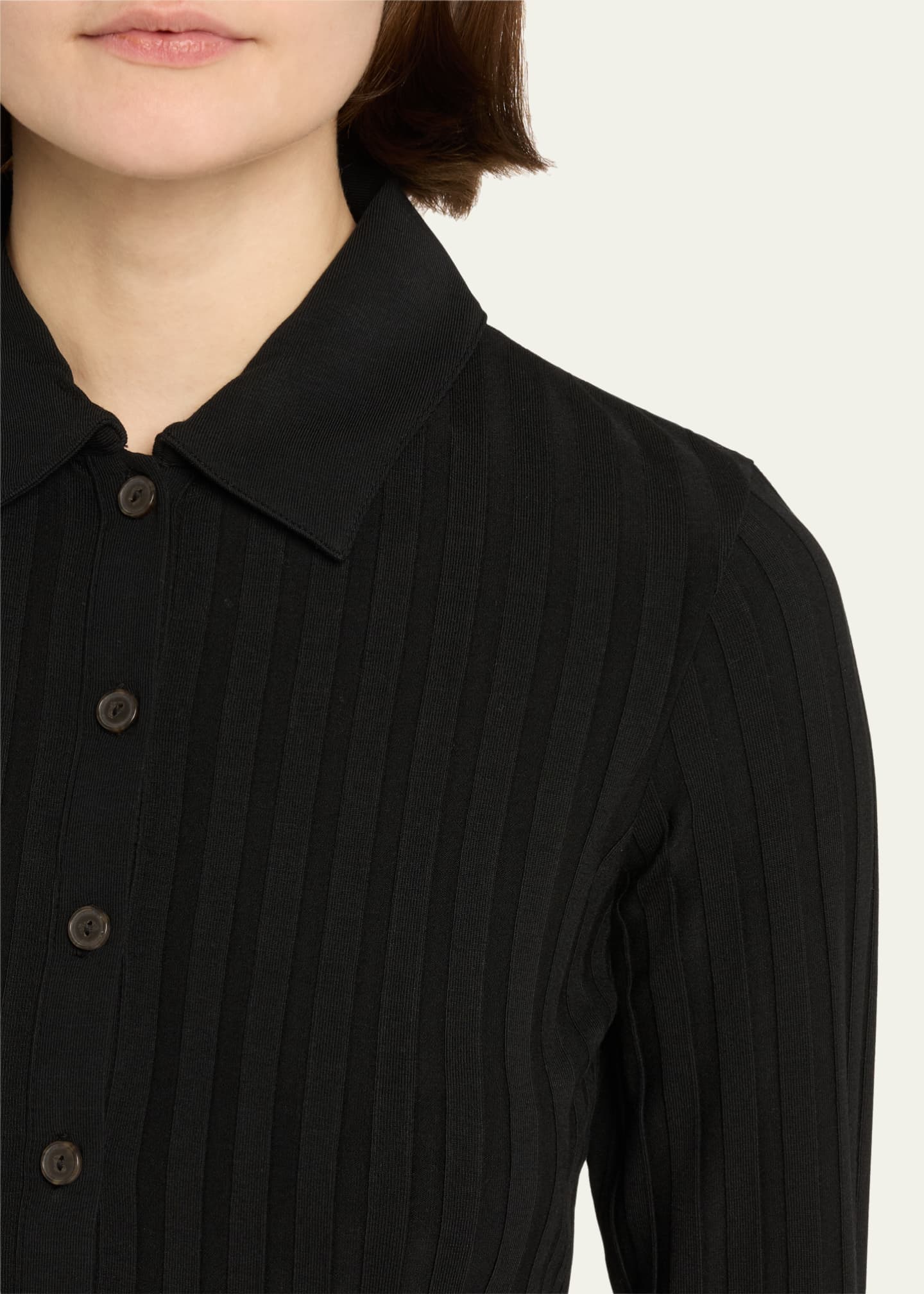 Vince Long-Sleeve Ribbed Button-Front Top Image 5 of 5