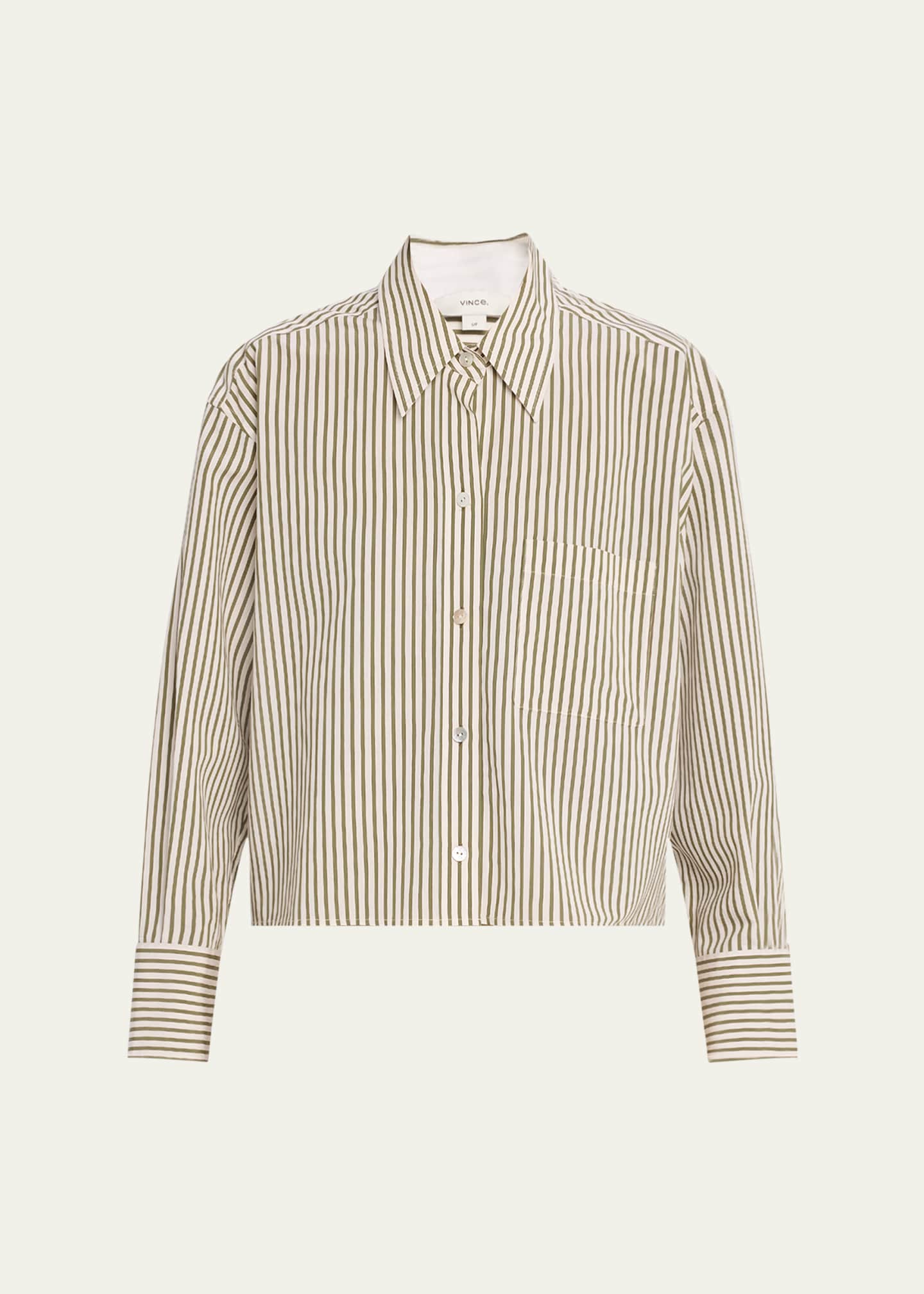 Stripe Cropped Button-Front Top