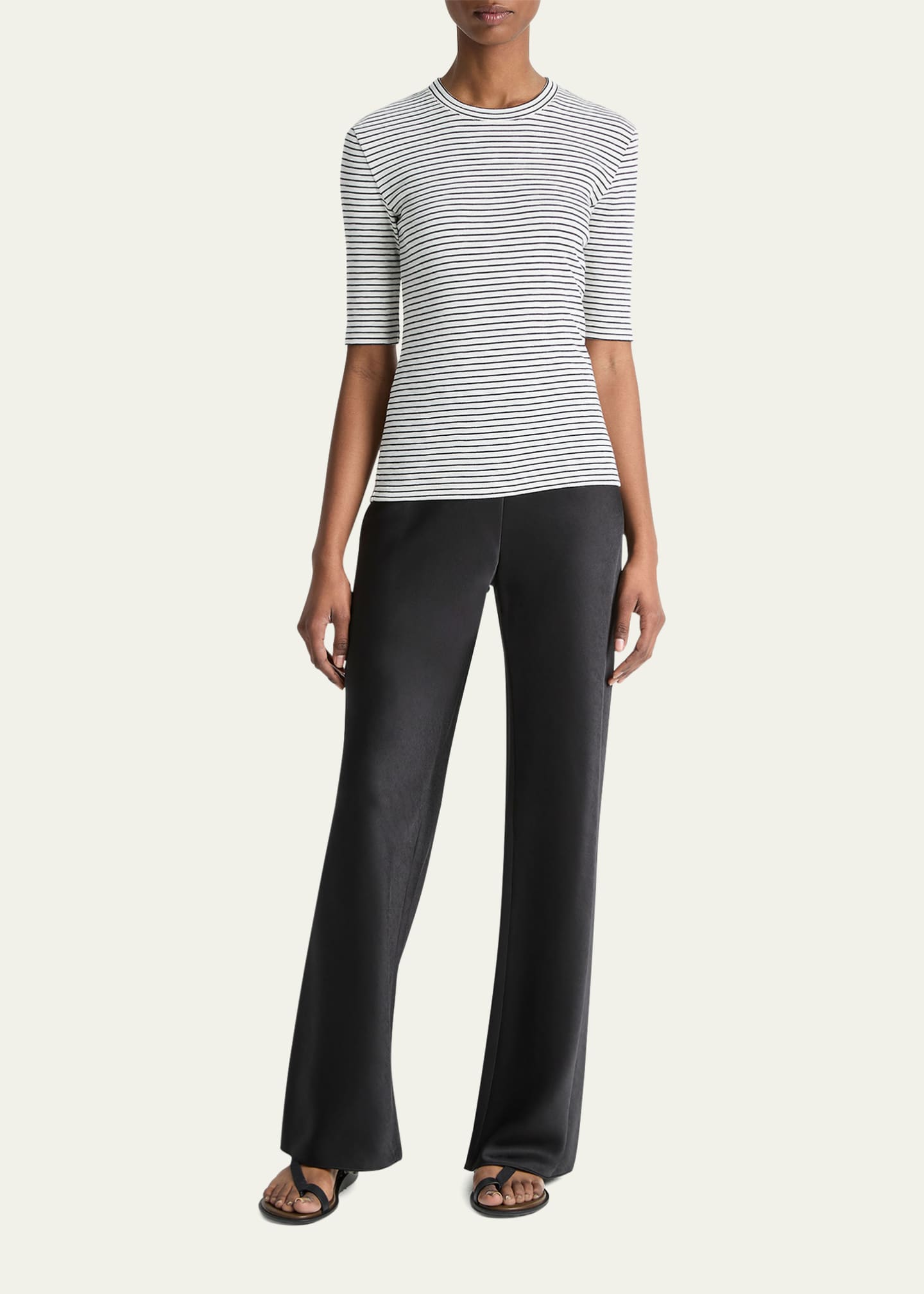 Vince Stripe Elbow-Sleeve Top Image 2 of 5