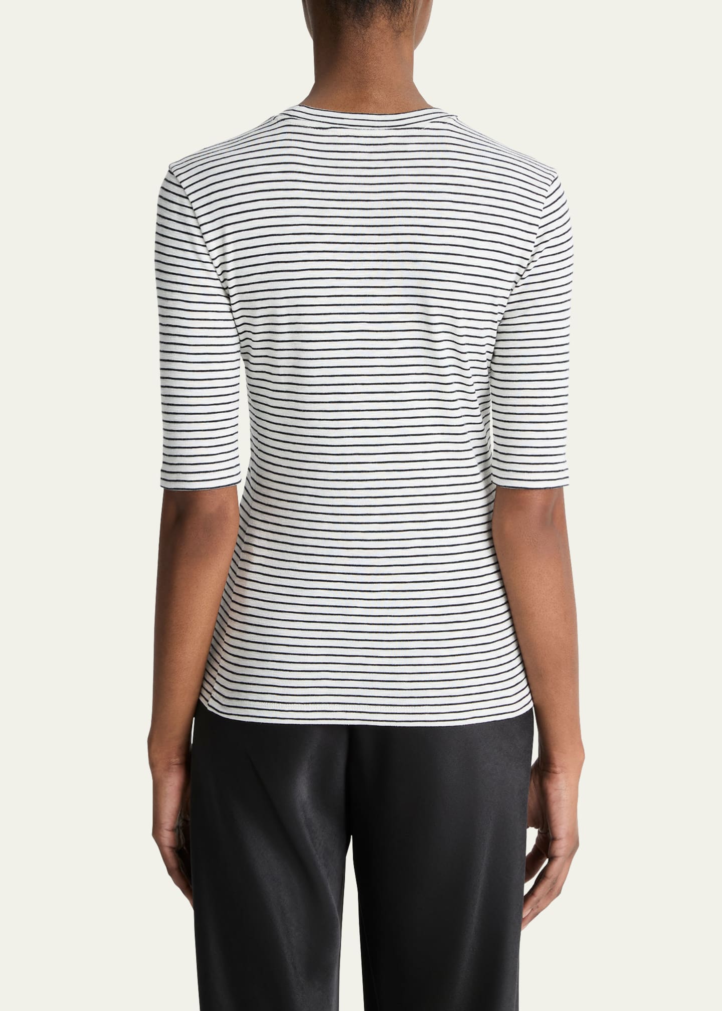 Vince Stripe Elbow-Sleeve Top Image 3 of 5