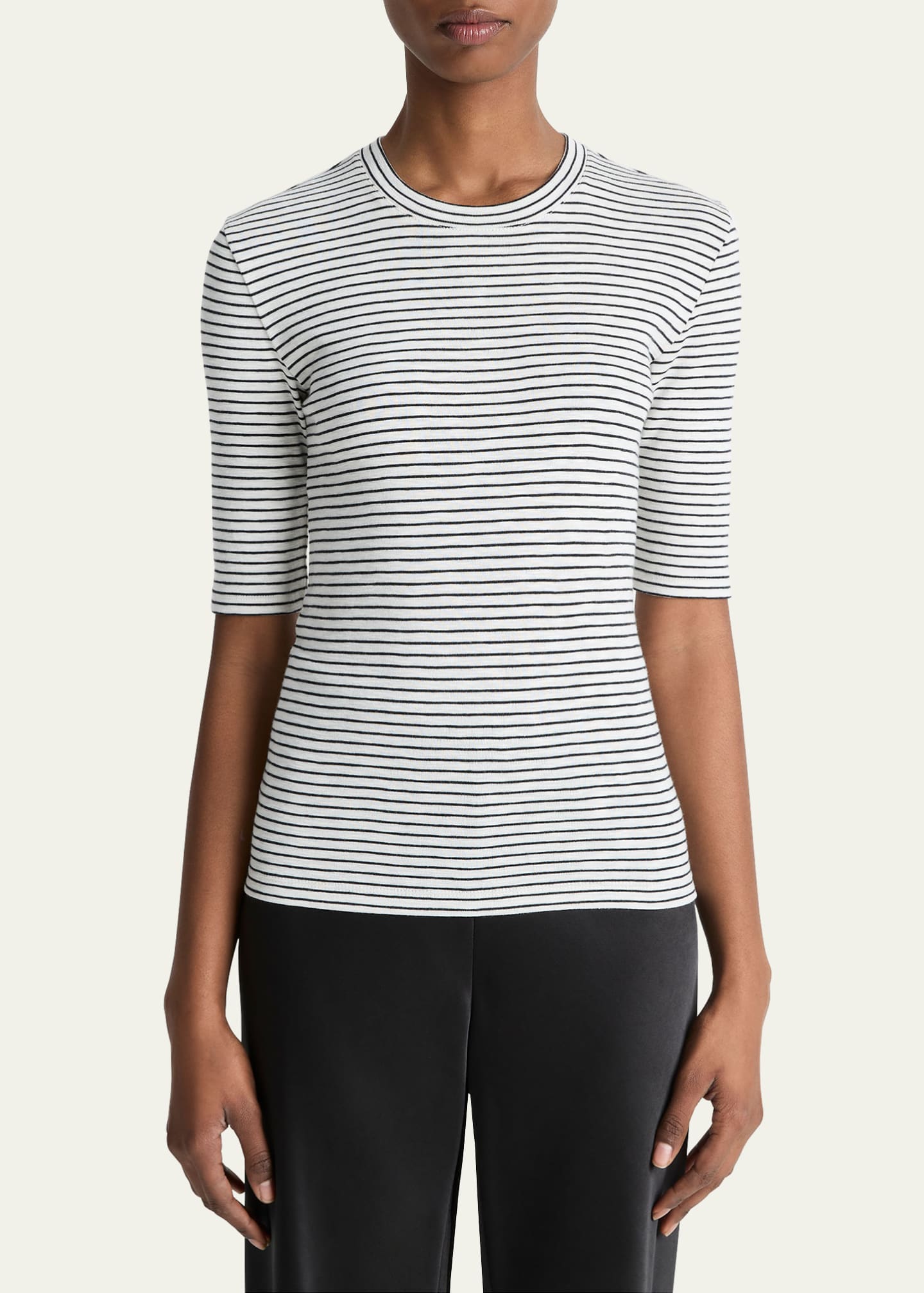 Vince Stripe Elbow-Sleeve Top Image 5 of 5