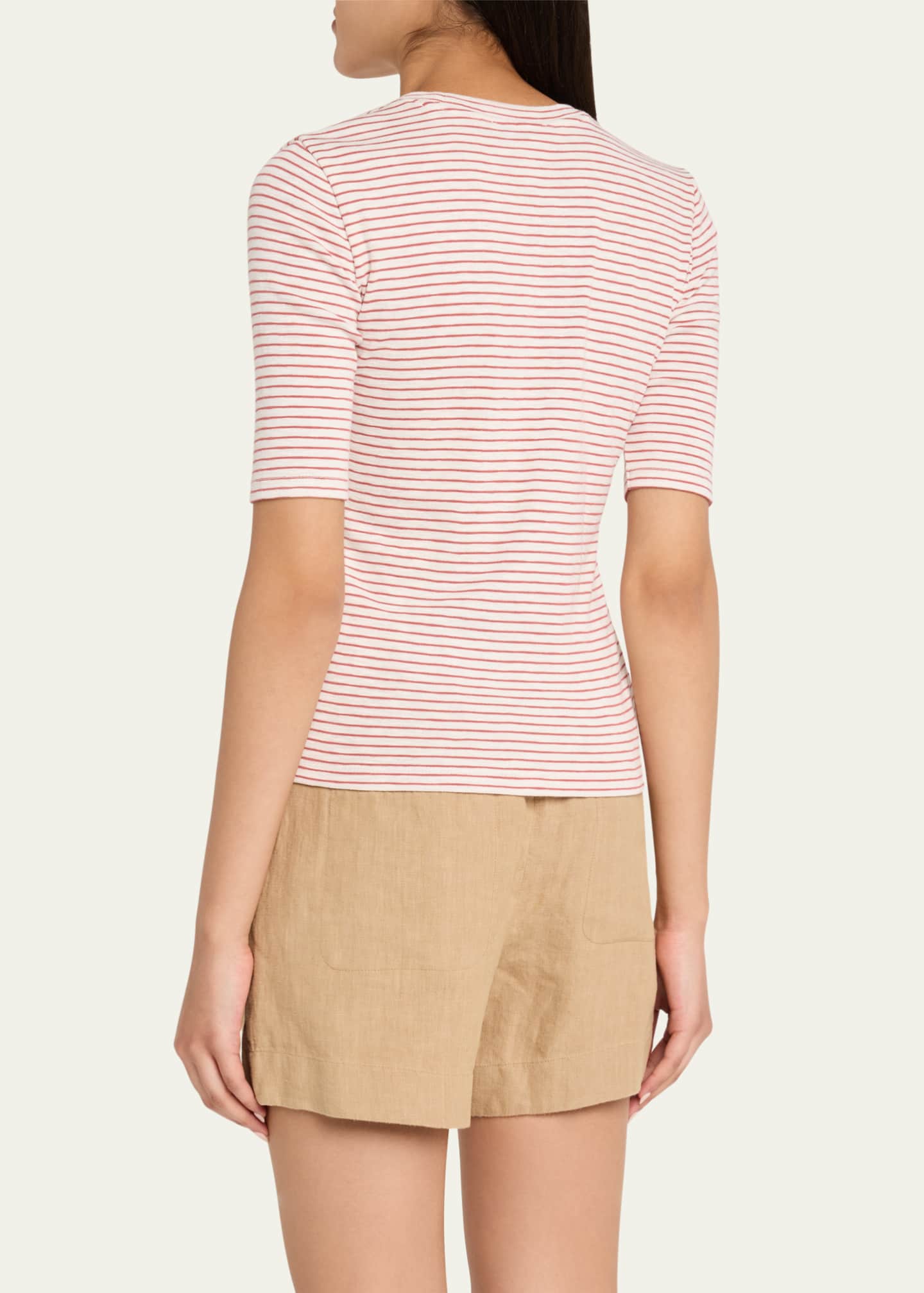 Stripe Elbow-Sleeve Top - Thumbnail 3